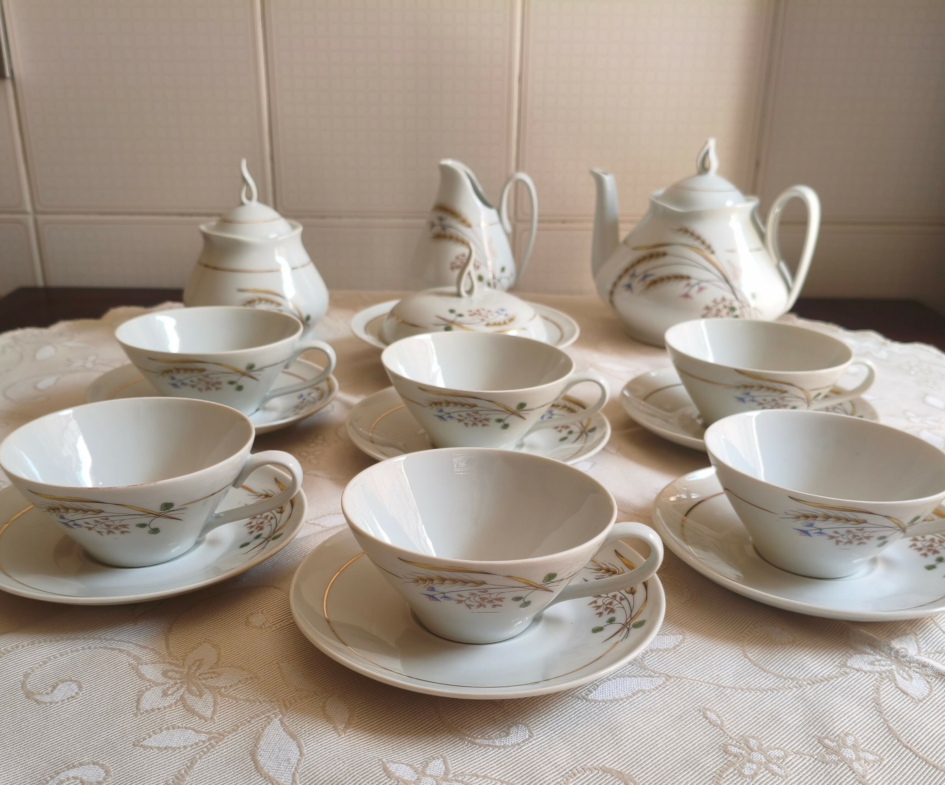 Jogo de chá completo em porcelana Real