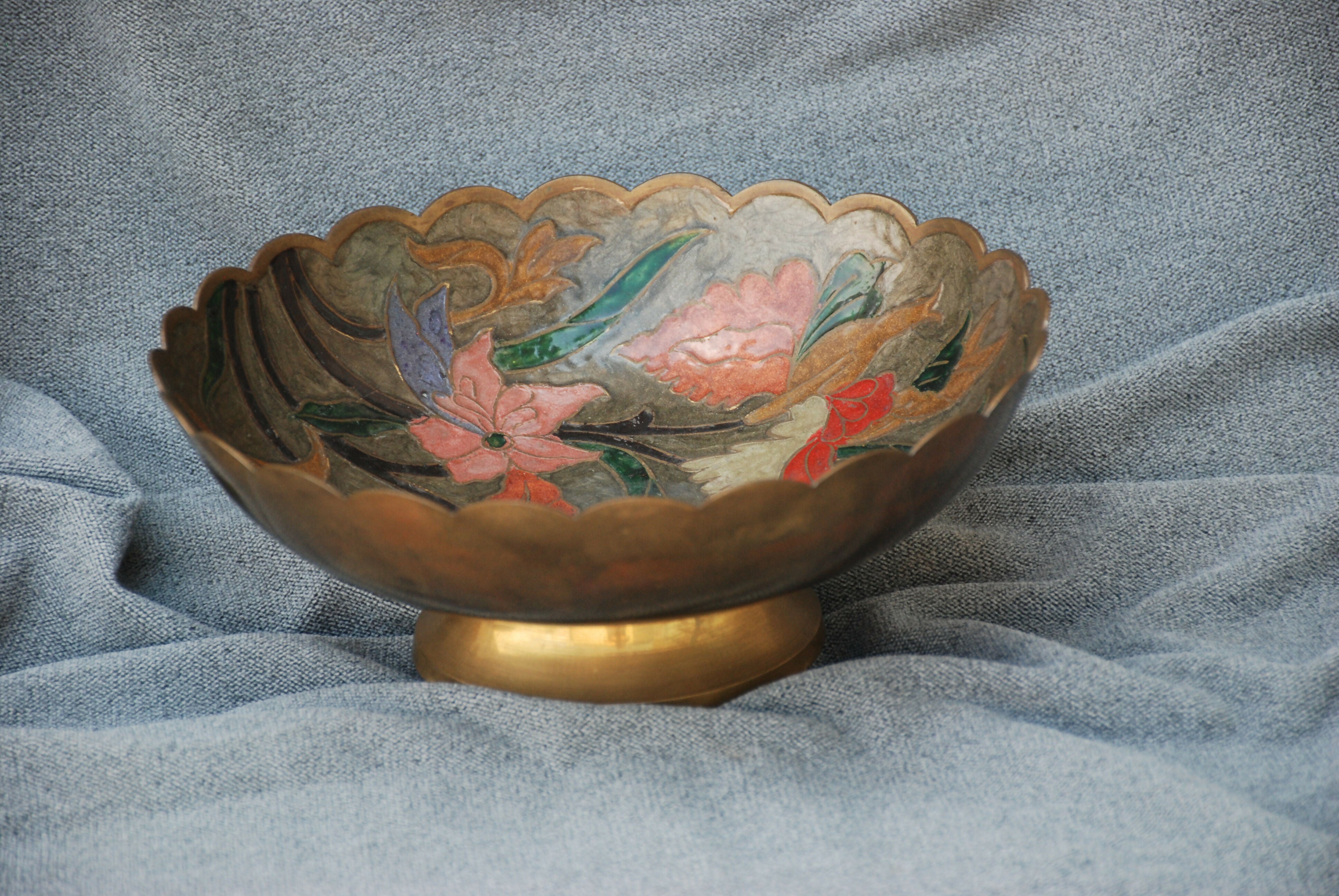 fruteira indiana latao anos 70 cloisone 25 x 10 linda pça