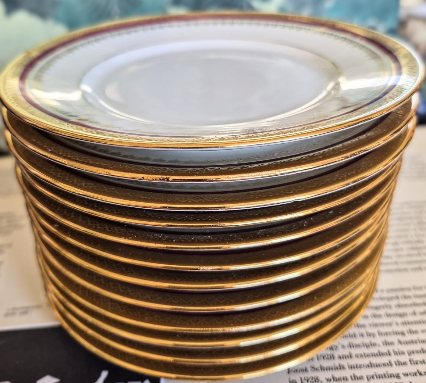 Conjunto de 12 pratos de pão em porcelana vintage espetacular francesa Limoges Unic, anos 50