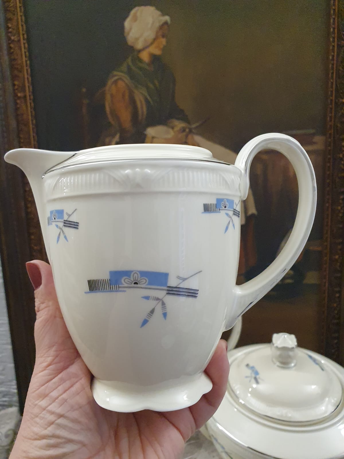 Conjunto de serviço para chá e café 4 peças  peças em porcelana antiga alemã Zeh Scherzer, edição comemorativa dos 50 anos da manufatura (1930) - 50o Jahre. Estilo Art Decó, altíssima qualidade,  tanto que está como novo 100 anos depois.