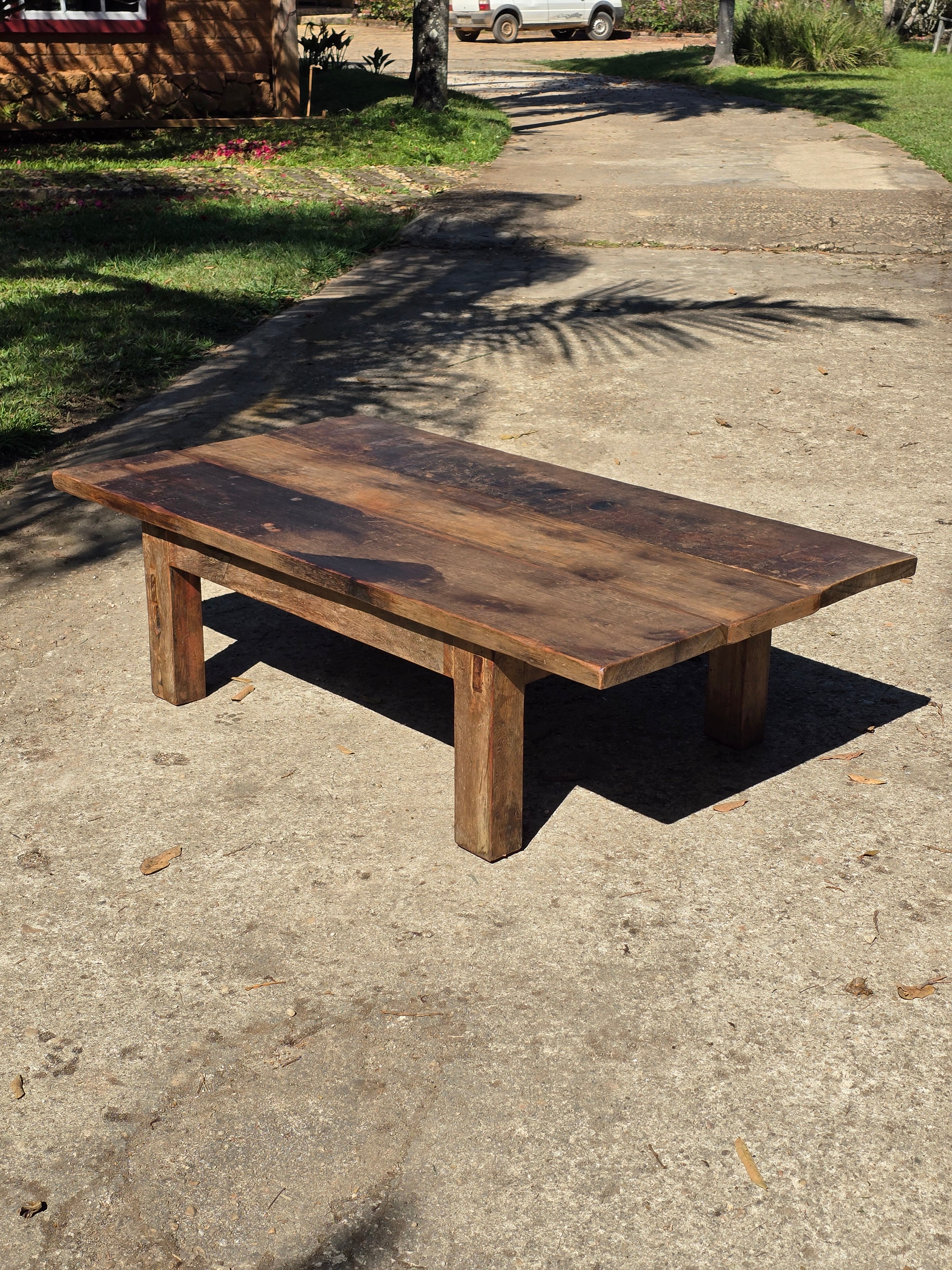 Mesa de Centro Antiga Madeira Maciça Garimpo Mineiro