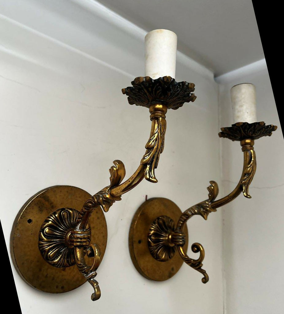 Par arandela candelabro em bronze estilo antigo