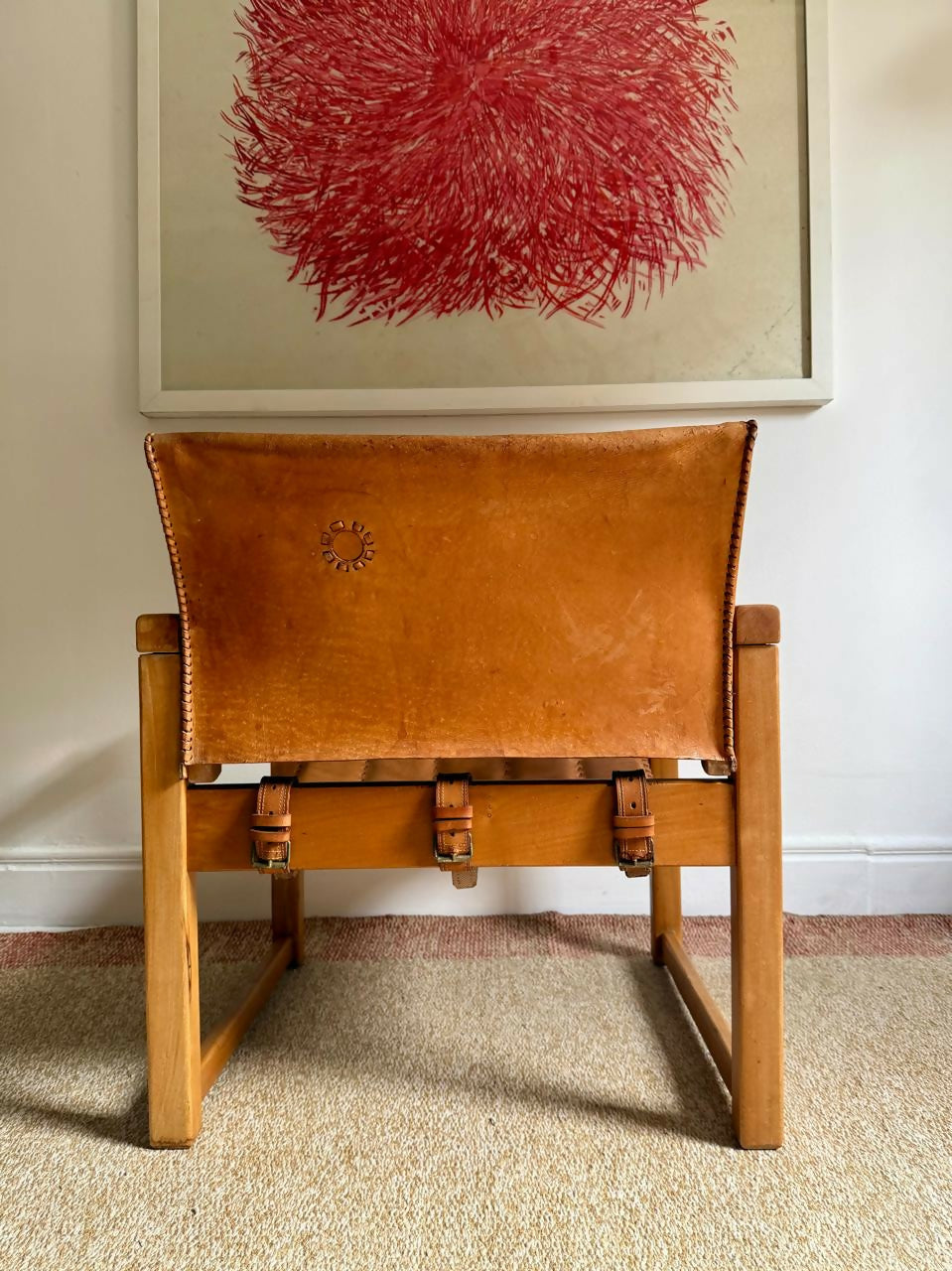 Poltrona "Diana Chair" de Karin Mobring anos 70 em madeira e couro natural marrom 