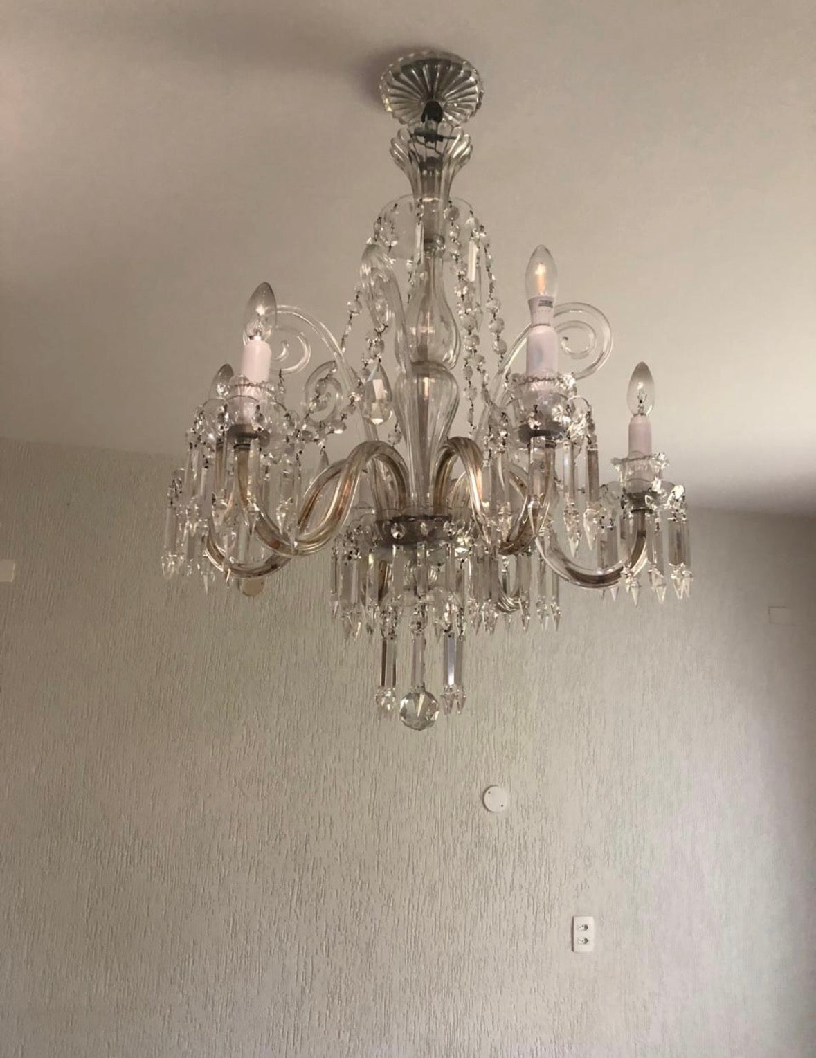 Lustre de cristal Tcheco com 6 lâmpadas - de 1953