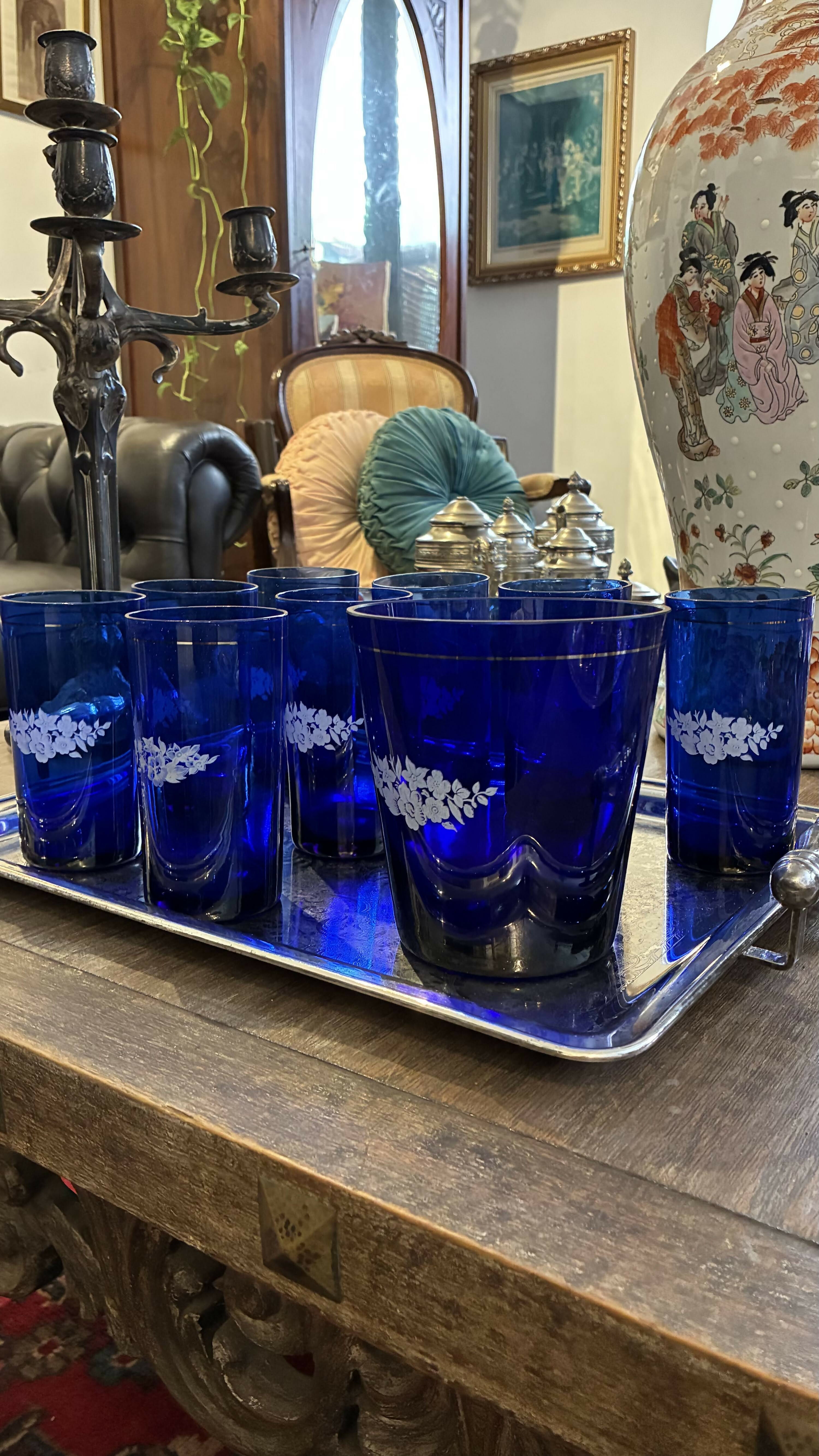 Jogo de Bar Cristal Azul