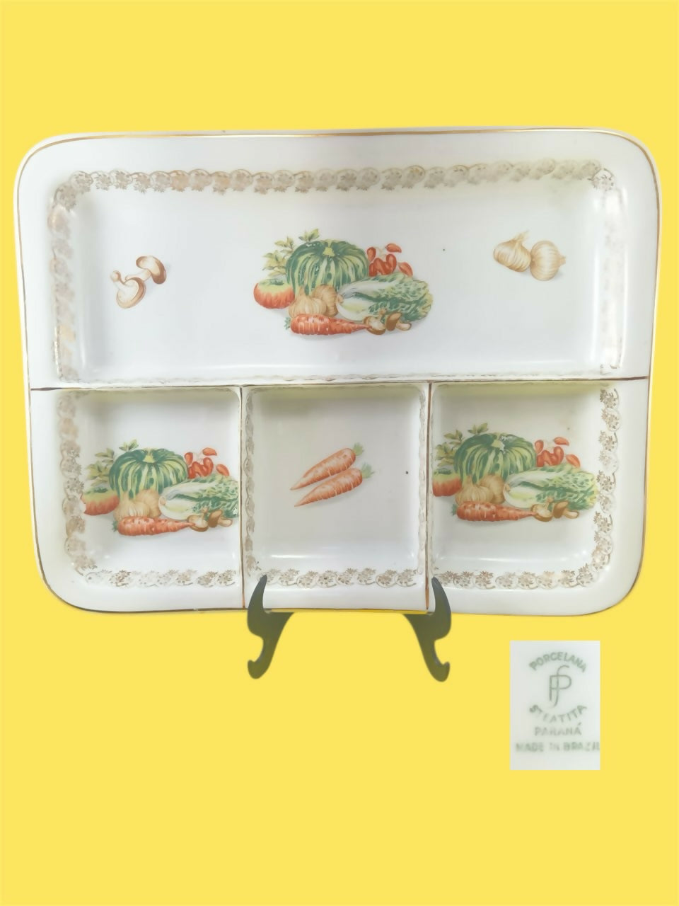 Porcelana Steatita Travessa rasa com divisórias/ petisqueira