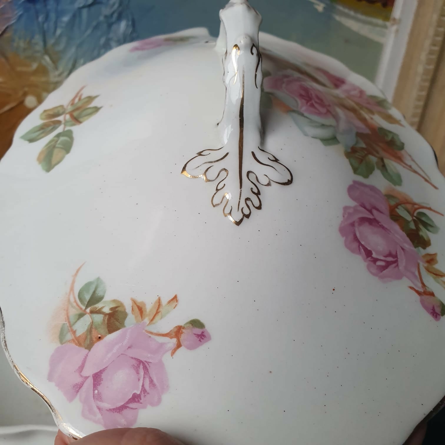 Sopeira inglesa século XIX floral, linda para decoração.