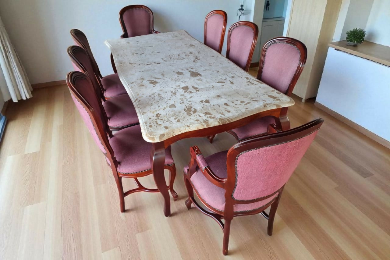Sala de Jantar Clássica Luis XV (mesa + cadeiras + buffet)