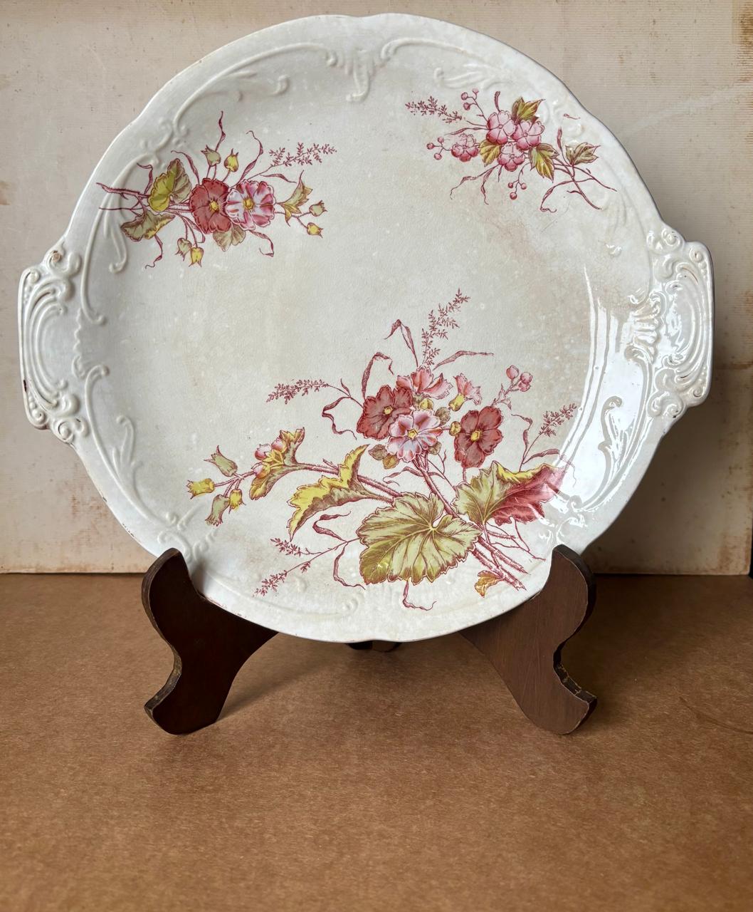 Prato de servir Société Céramique Maastricht com decoração floral rosa (DMCPS_281)