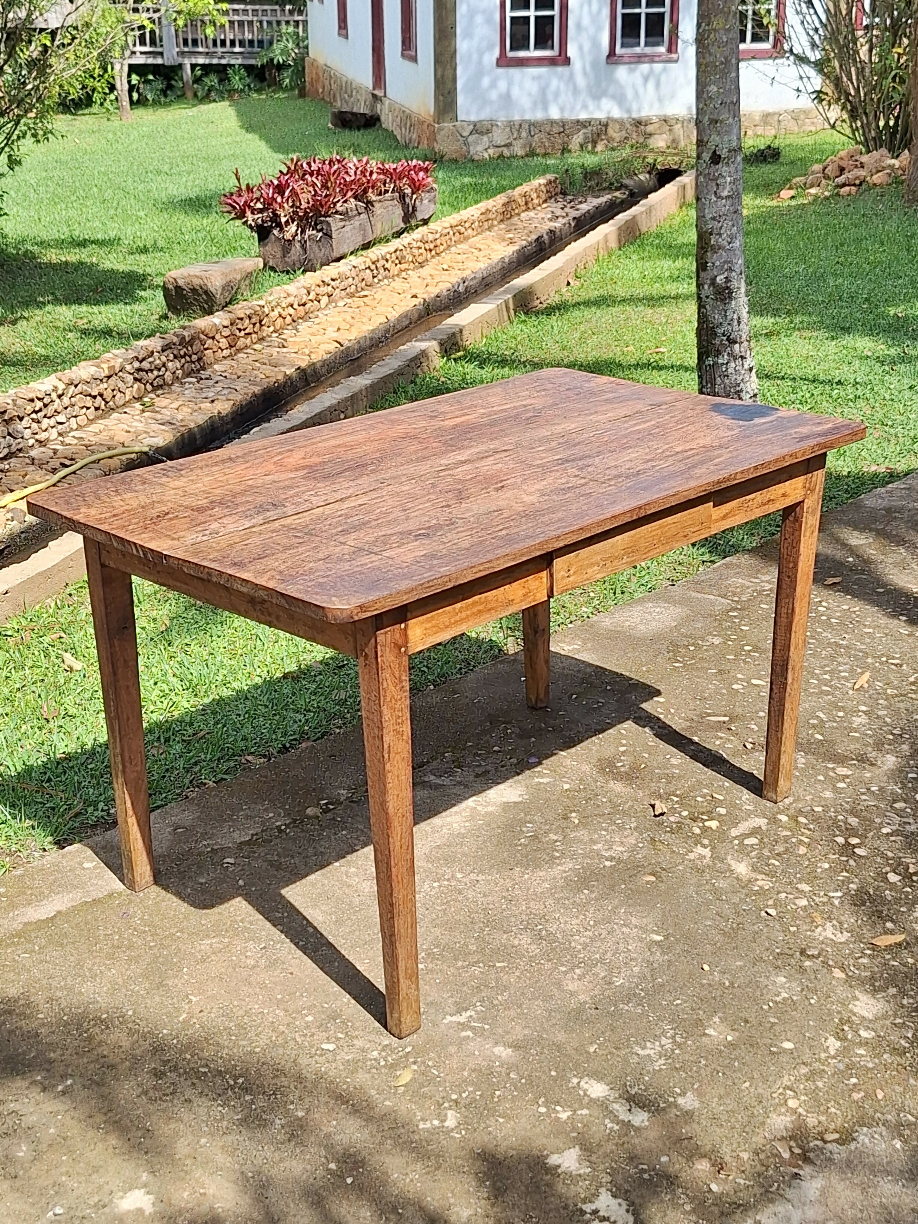 Mesa Antiga Madeira Maciça Garimpo Mineiro