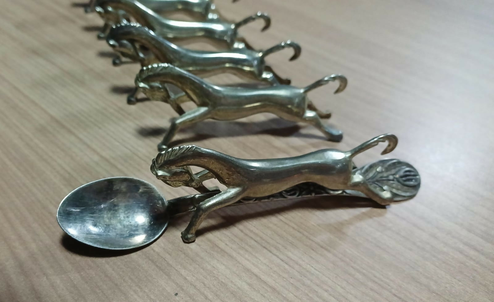 Conjunto de descanso de talher de cavalo banhado a prata Francesa