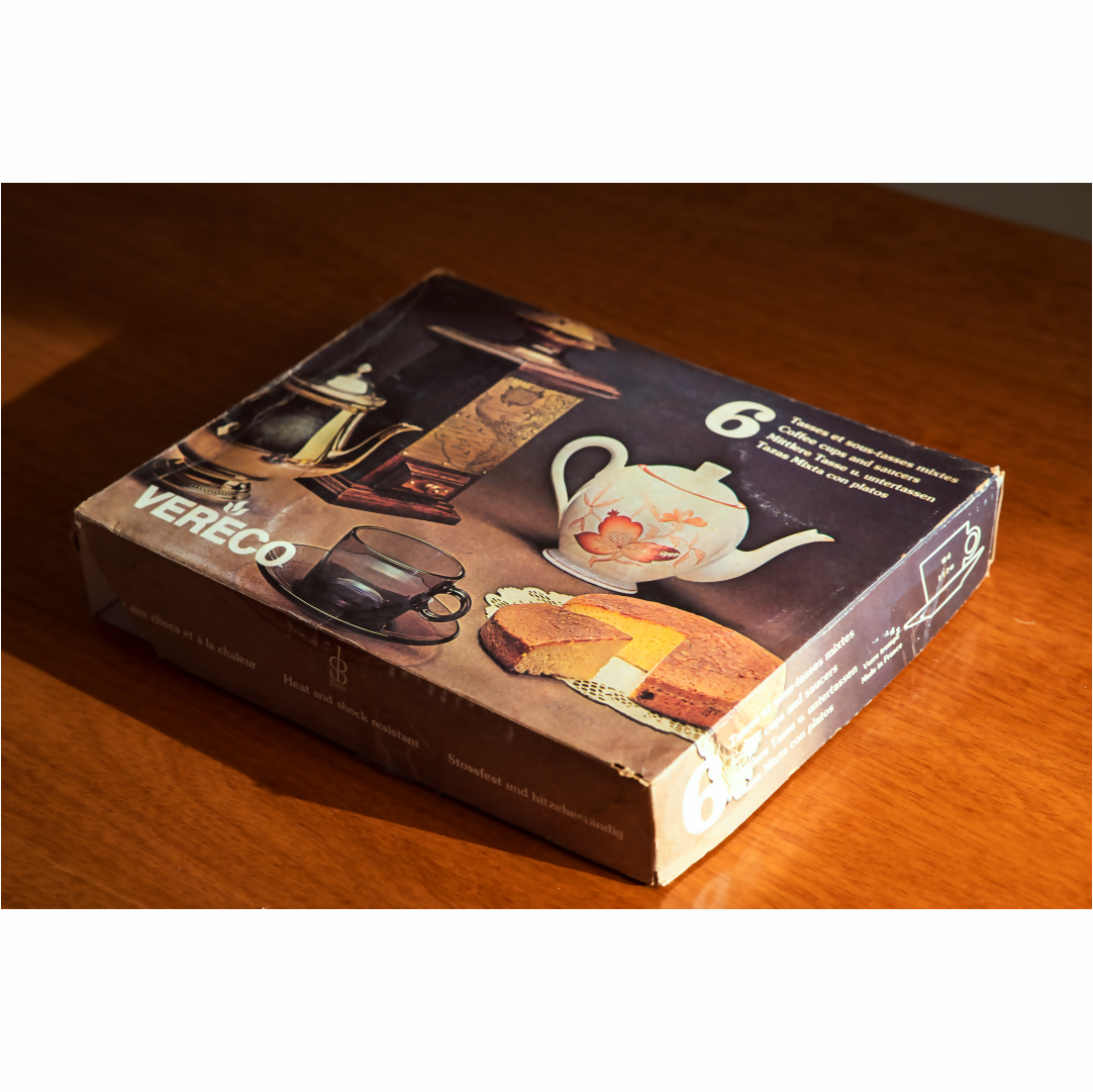 Conjunto 06 Xícaras Fumê - Vereco France - Caixa Original - Anos 60/70