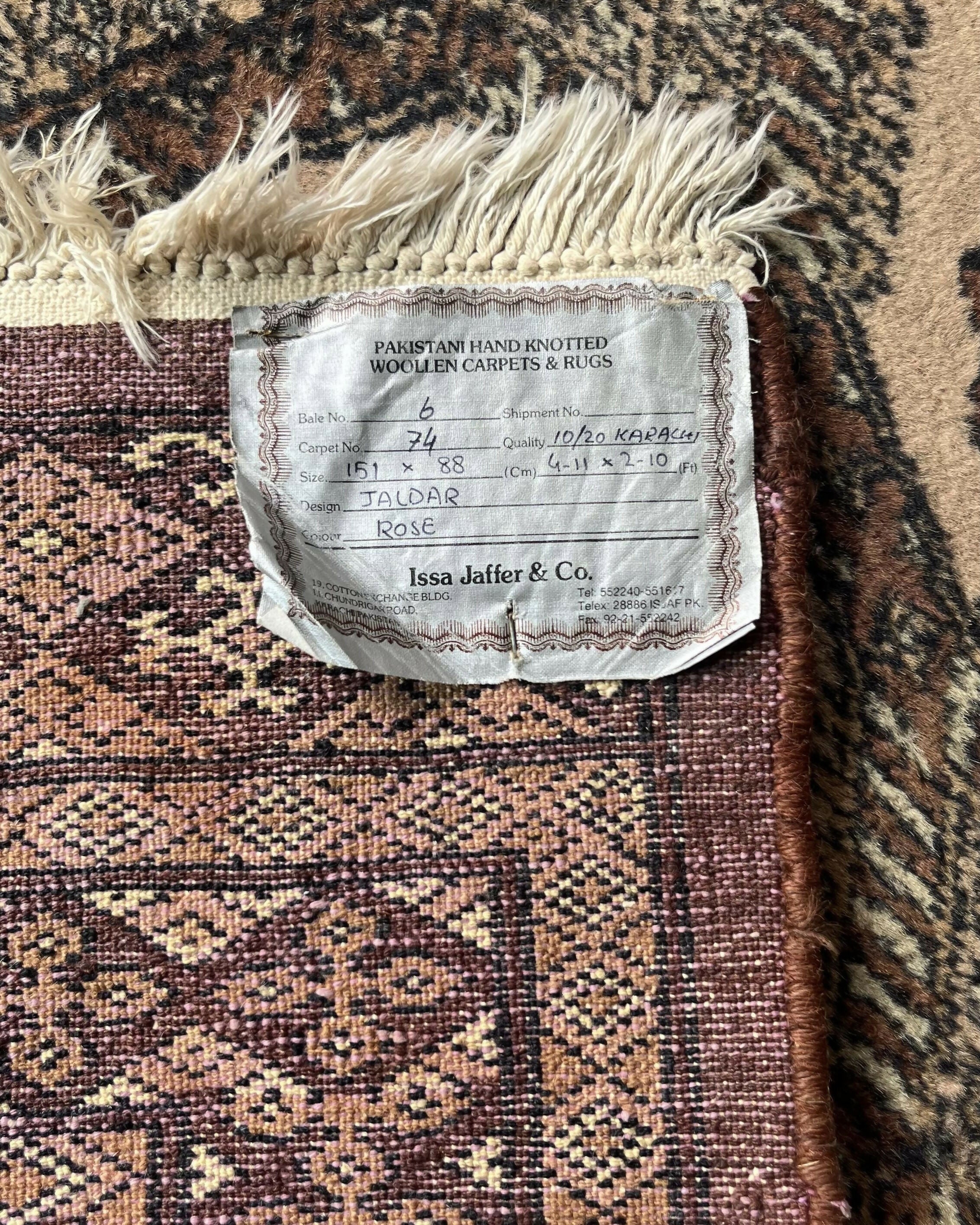 Tapete Bokhara Paquistanês Jaldar – Feito à Mão | 1,59 x 0,89 m