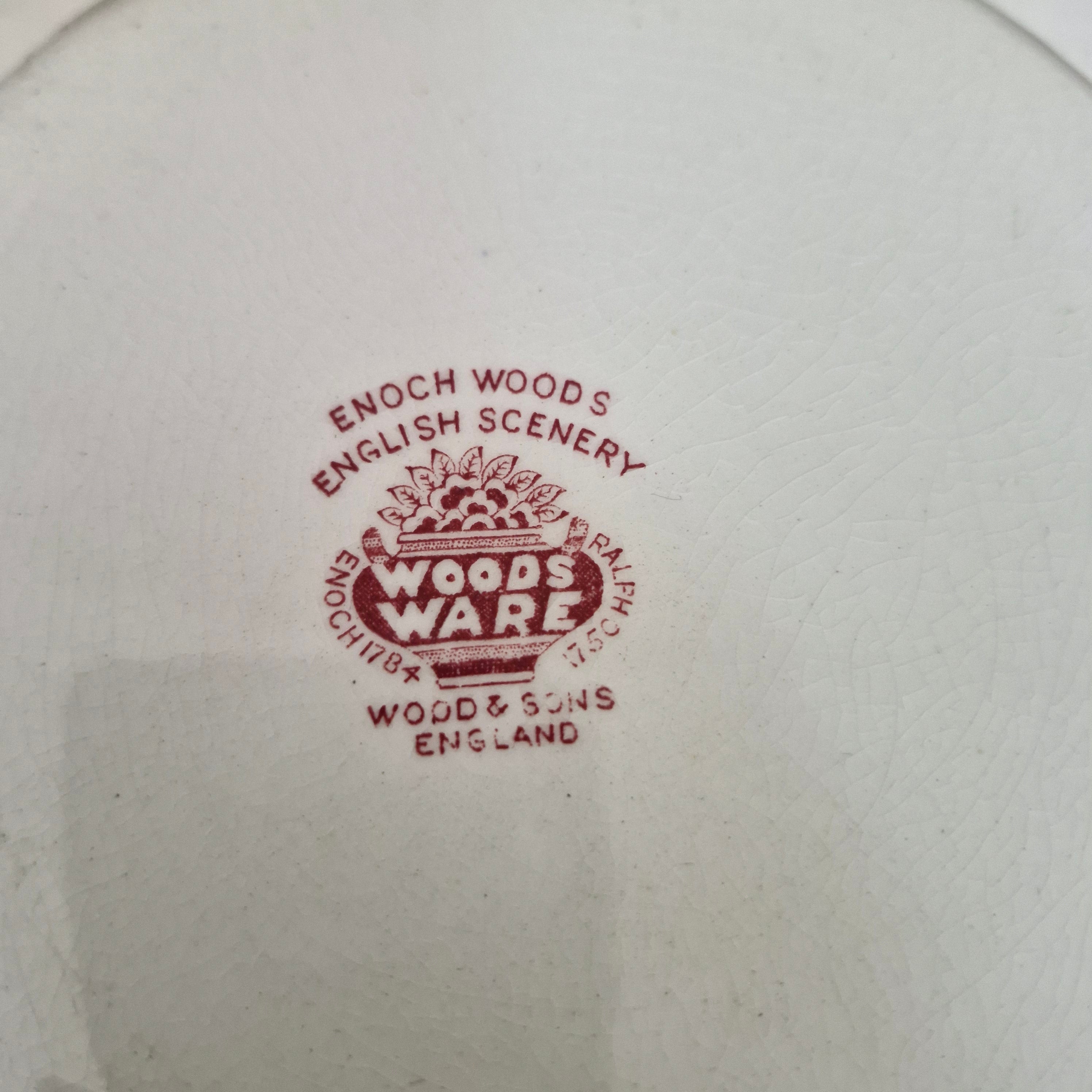 Prato Porcelana Inglesa com decoração campestre em vermelho 