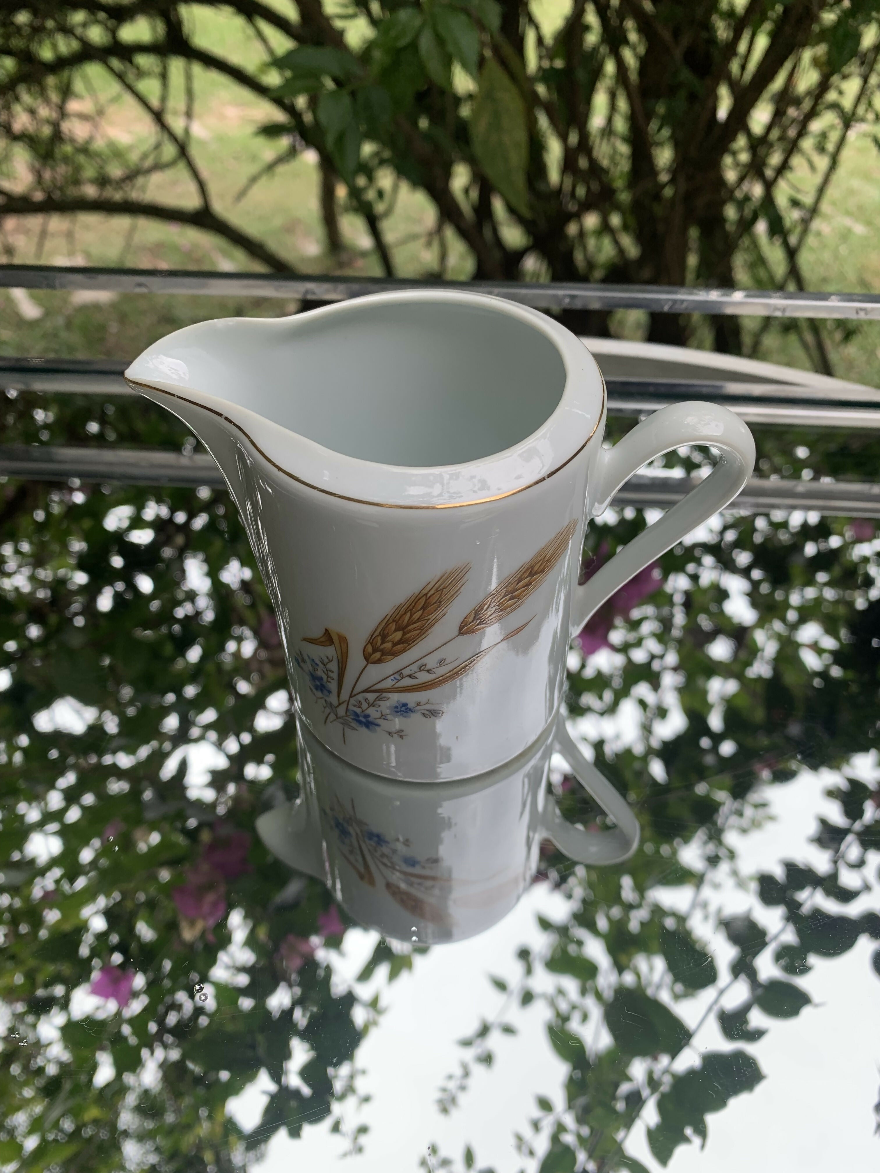 Leiteira antiga porcelana Real Trigo