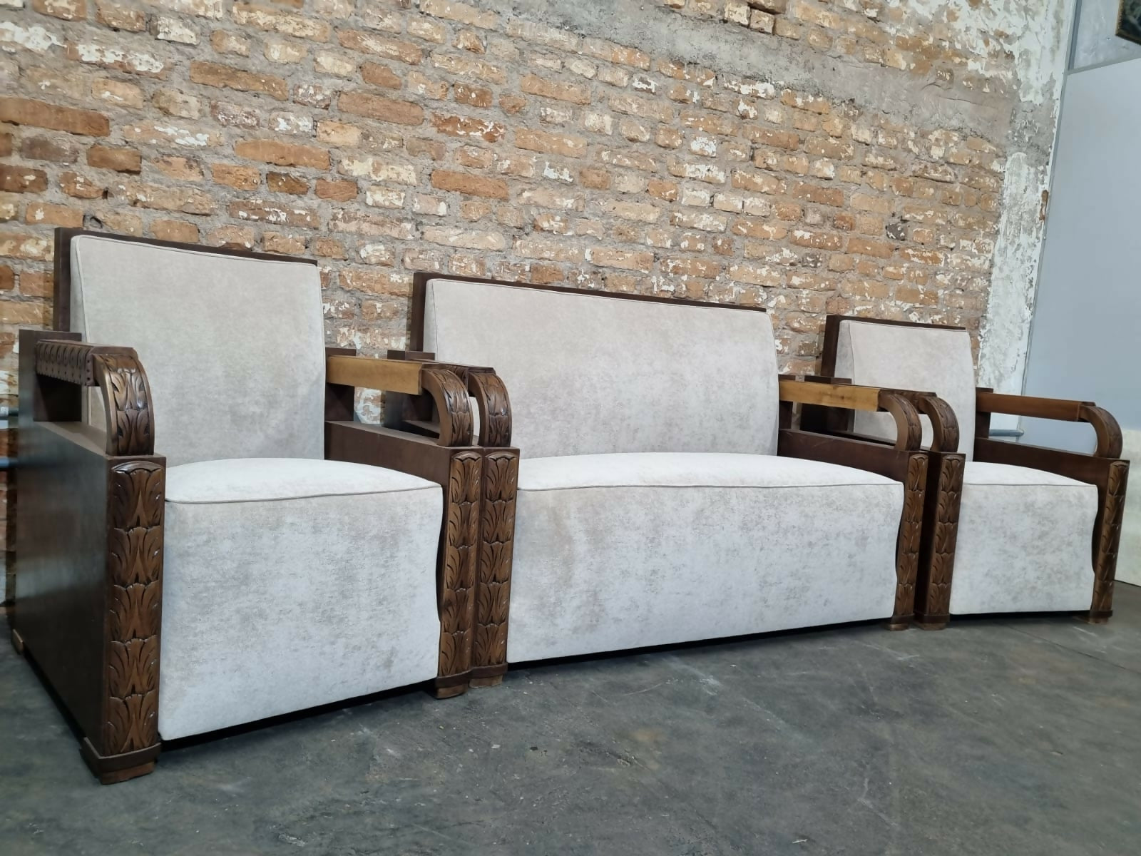Conjunto de Sofá anos 40 Art Déco