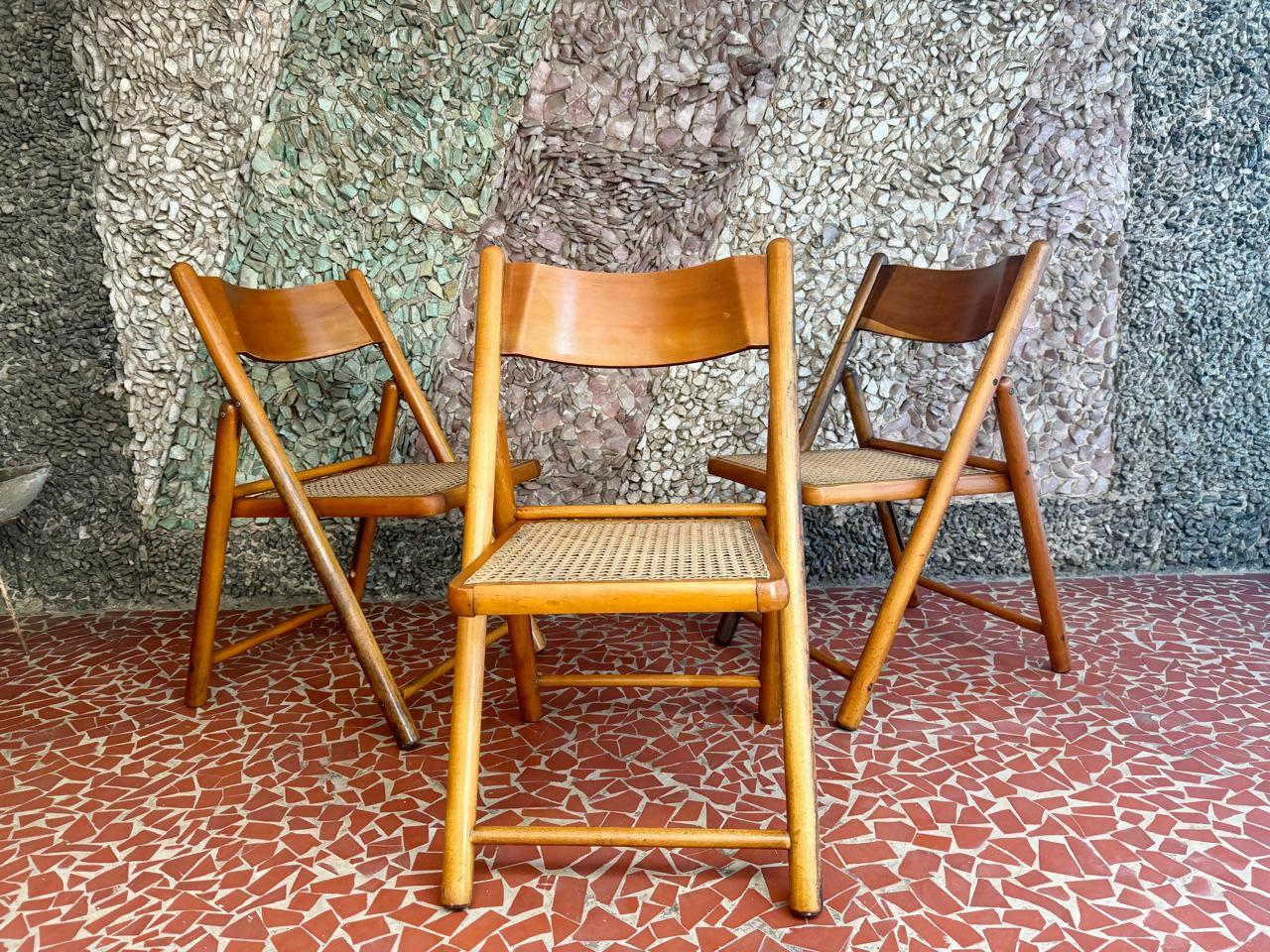 Trio de cadeiras dobráveis- Aldo Cini para Madesa