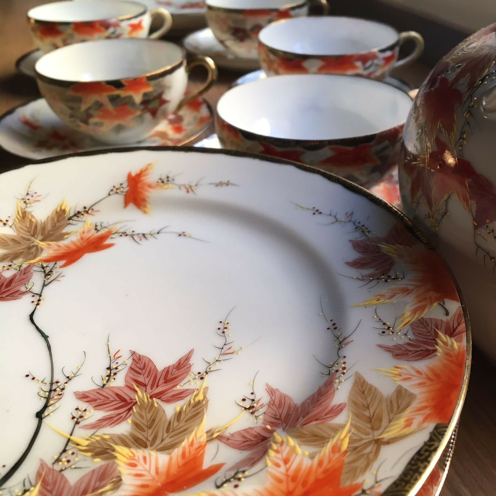 Conjunto para chá em porcelana japonesa casca de ovo