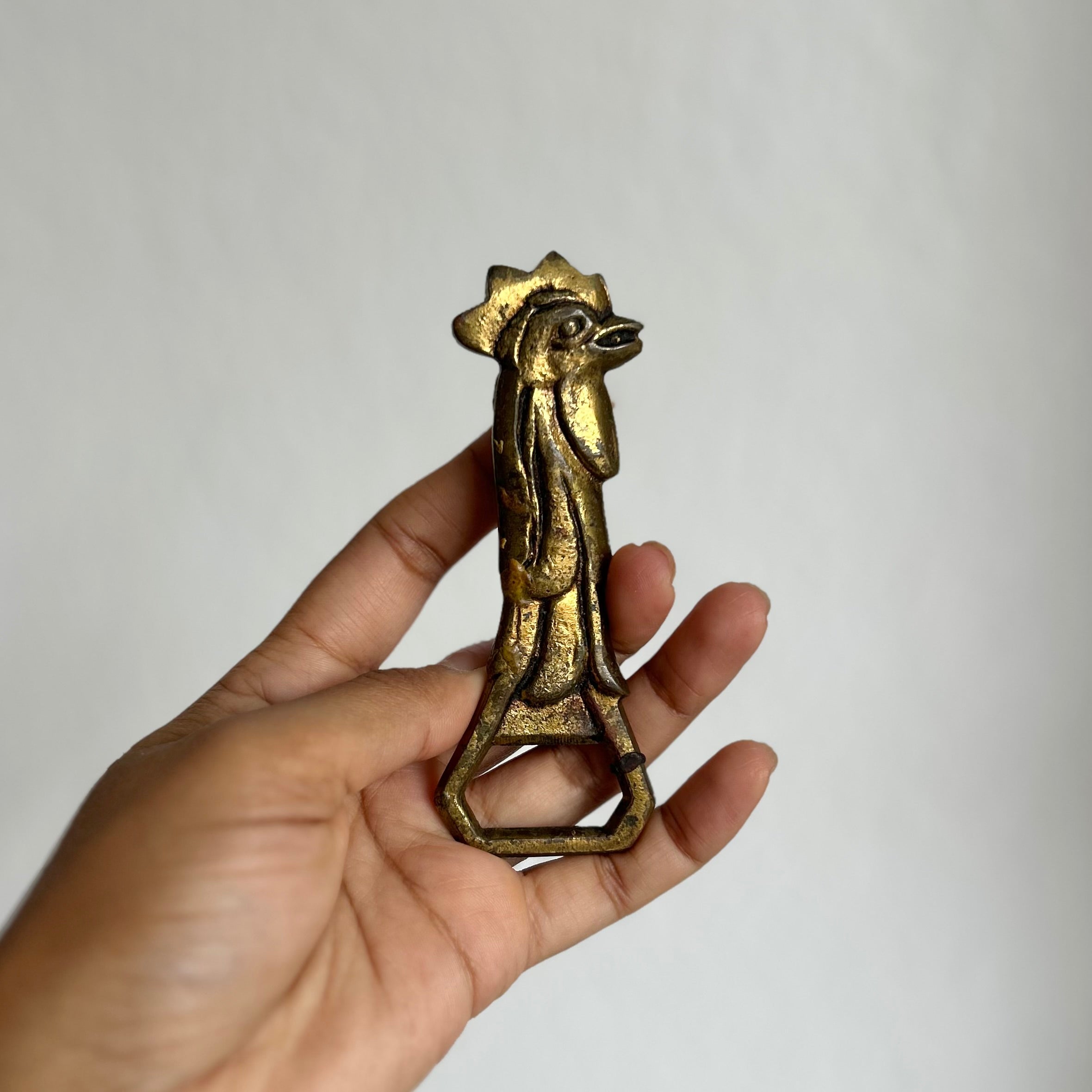 Abridor de Garrafa Vintage Galo em latão dourado 