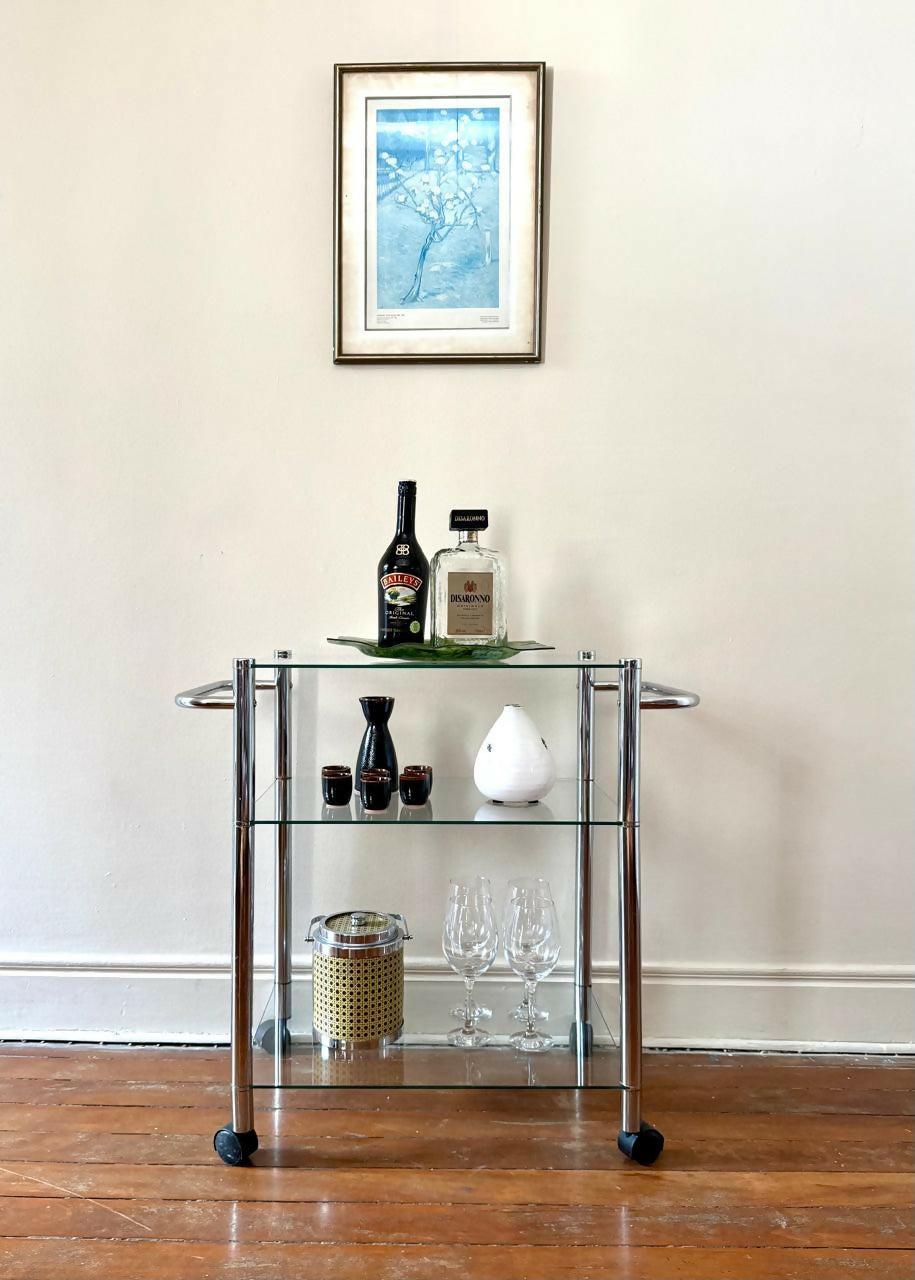 Carrinho de bebidas cromado anos 80