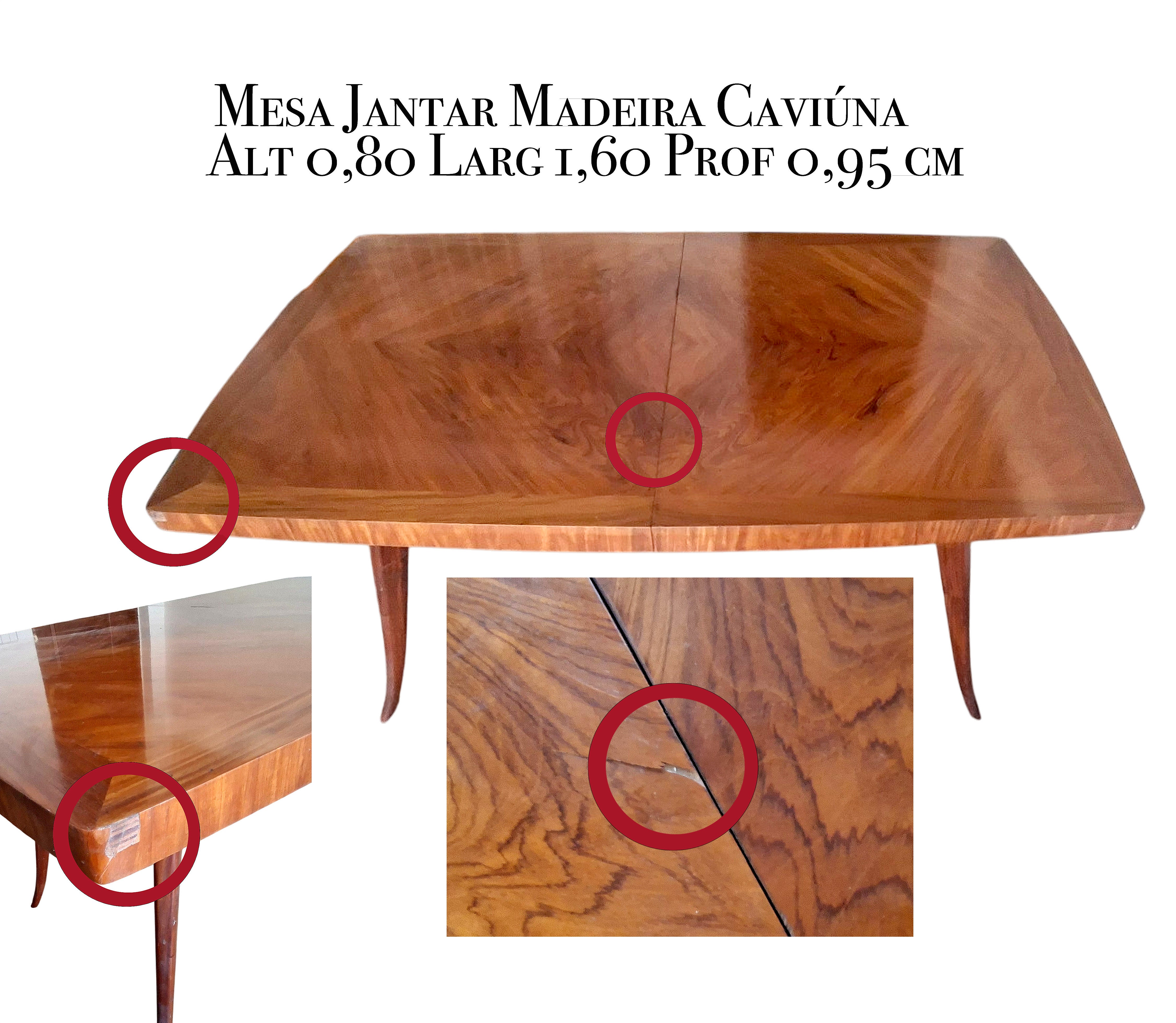 CONJUNTO DE MESA DE JANTAR COM 6 CADEIRAS – MADEIRA NOBRE CAVIÚNA