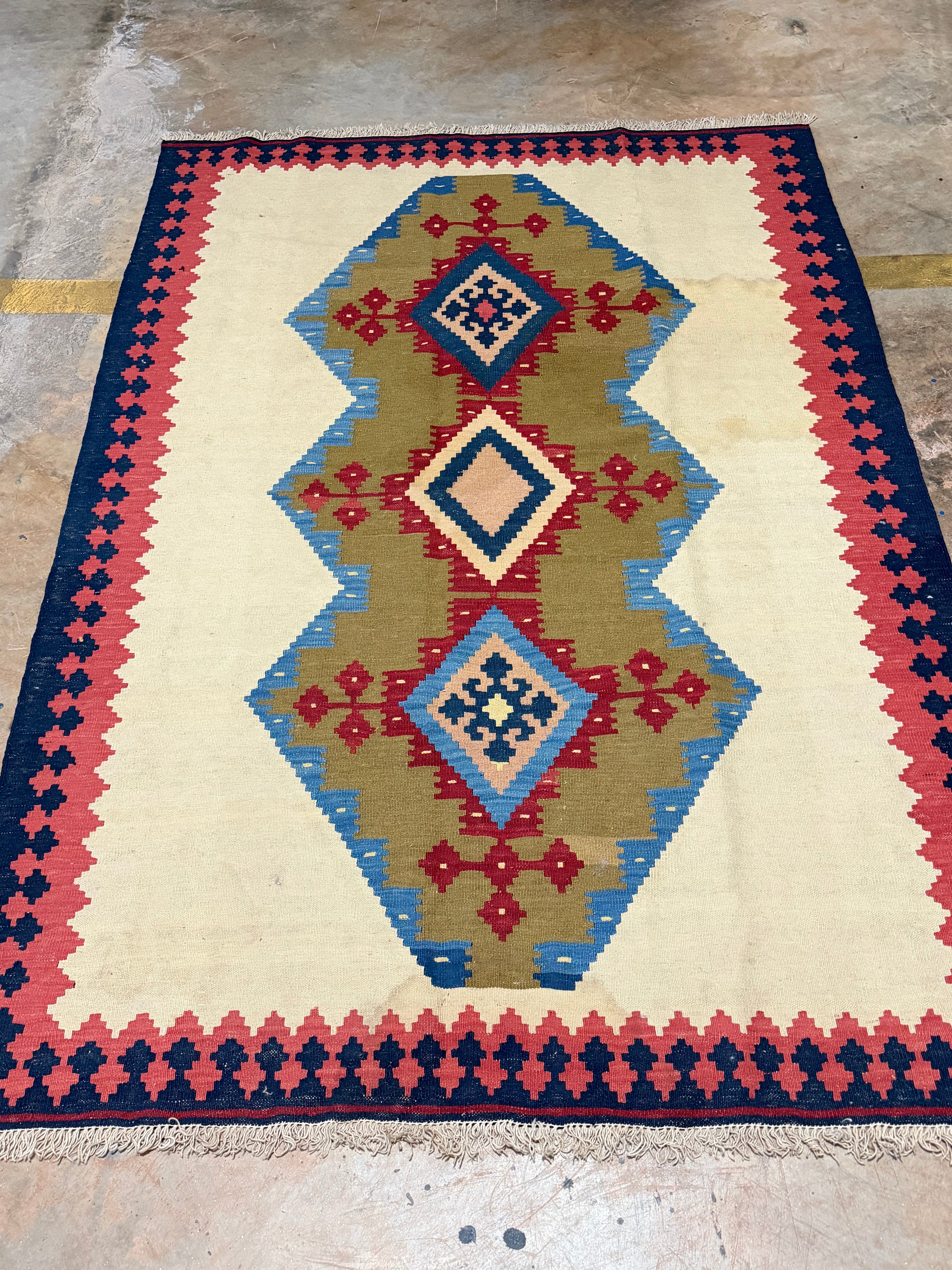 legítimo tapete kilim 2,10m x 1,47 lã e algodão