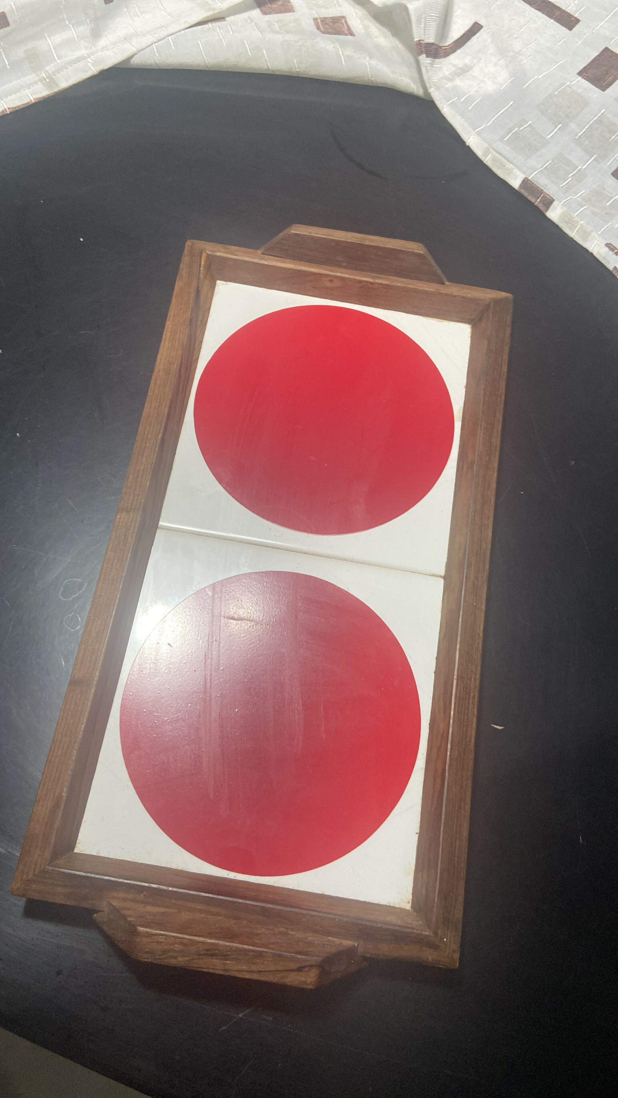 Bandeja Vintage em Madeira e azulejo