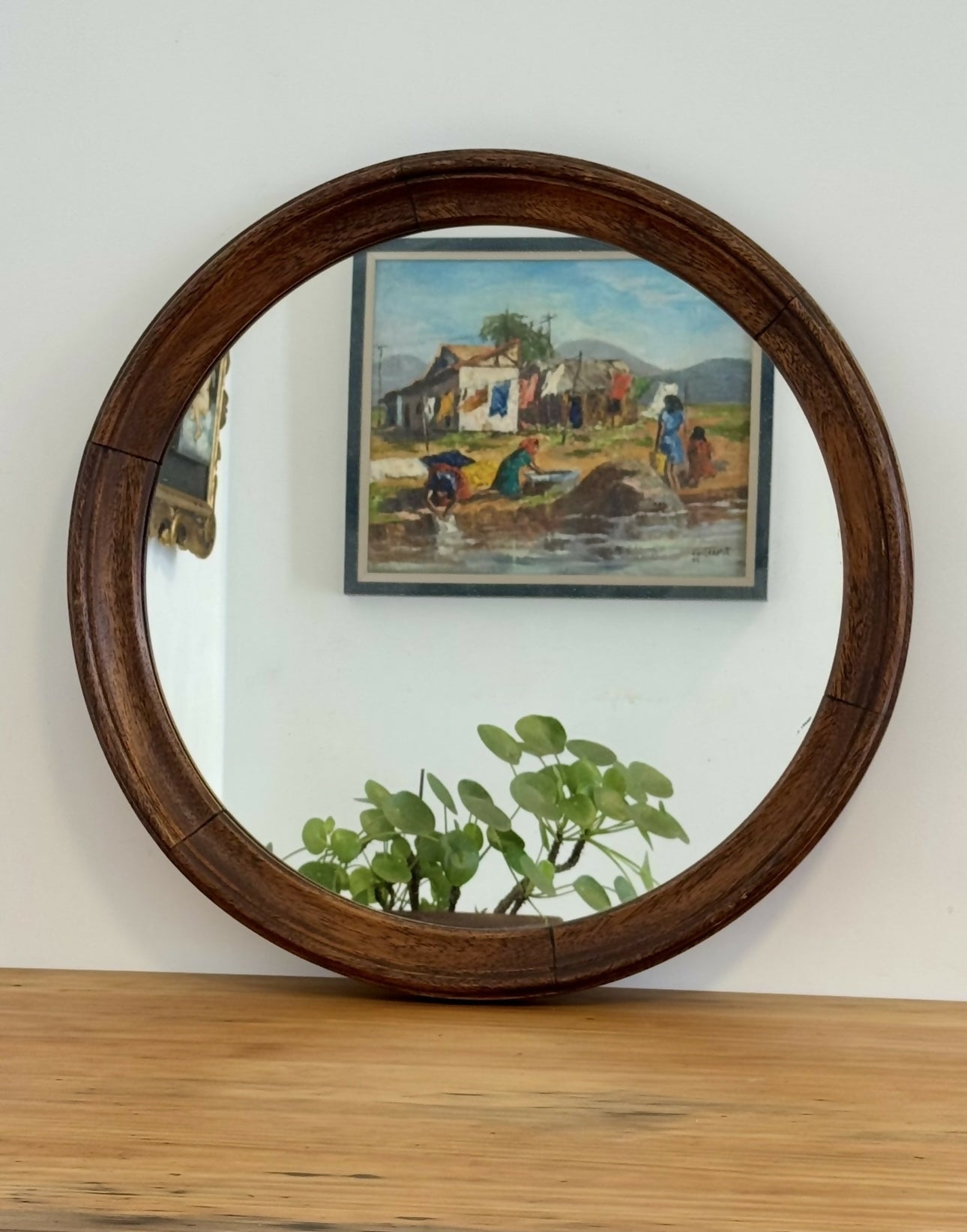 Espelho redondo em madeira nobre