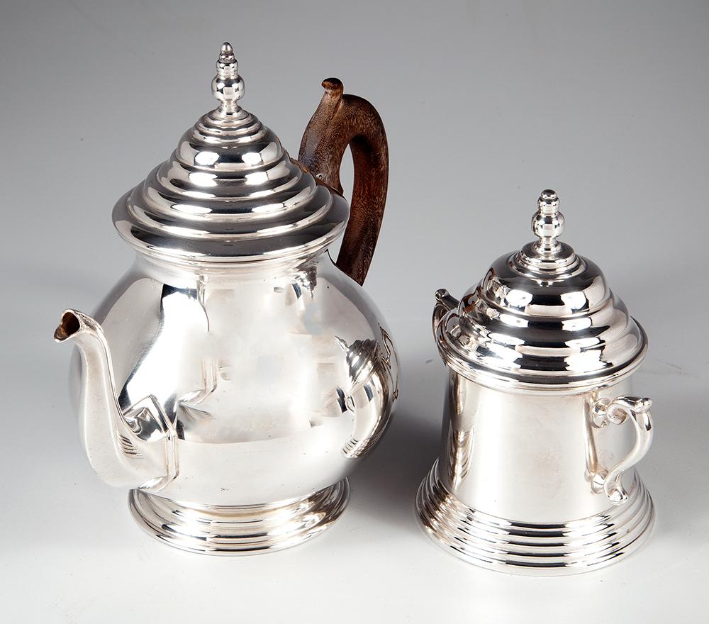 Elegante Conjunto de Chá em Metal Espessurado a Prata Estilo Art Déco - 2 pçs