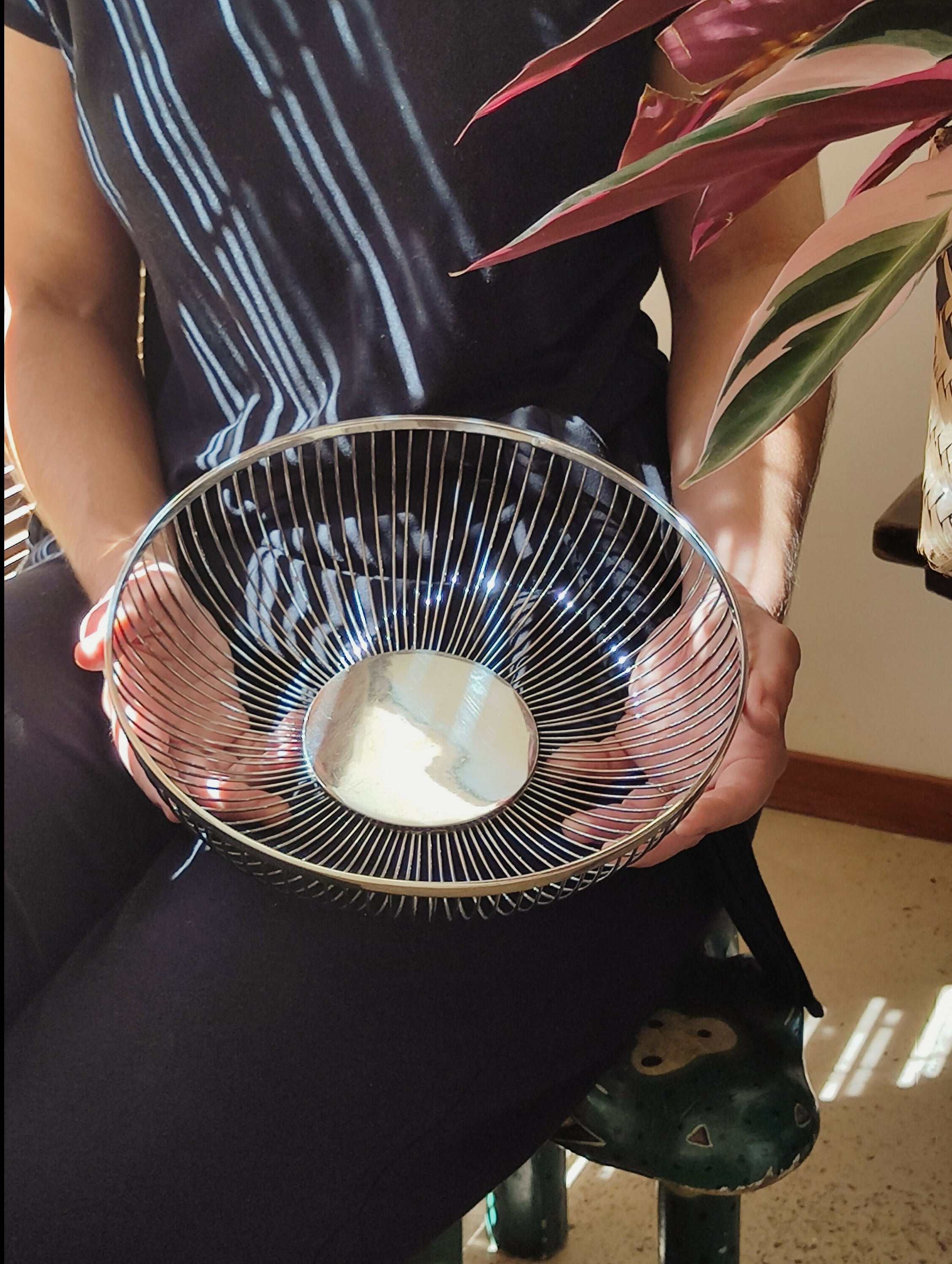 Cesto para pães Wolff com banho de prata