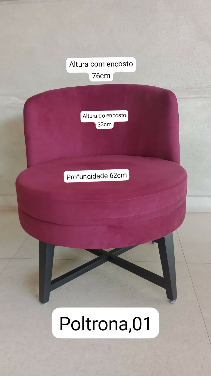 Poltrona de Design Arredondado cor marsala (valor unitário)