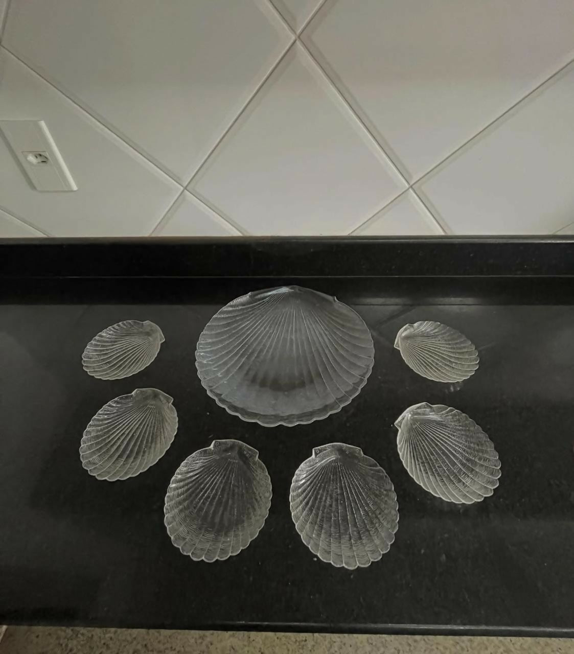 Conjunto para bolo Conchas e porta geleia em formato de conchas