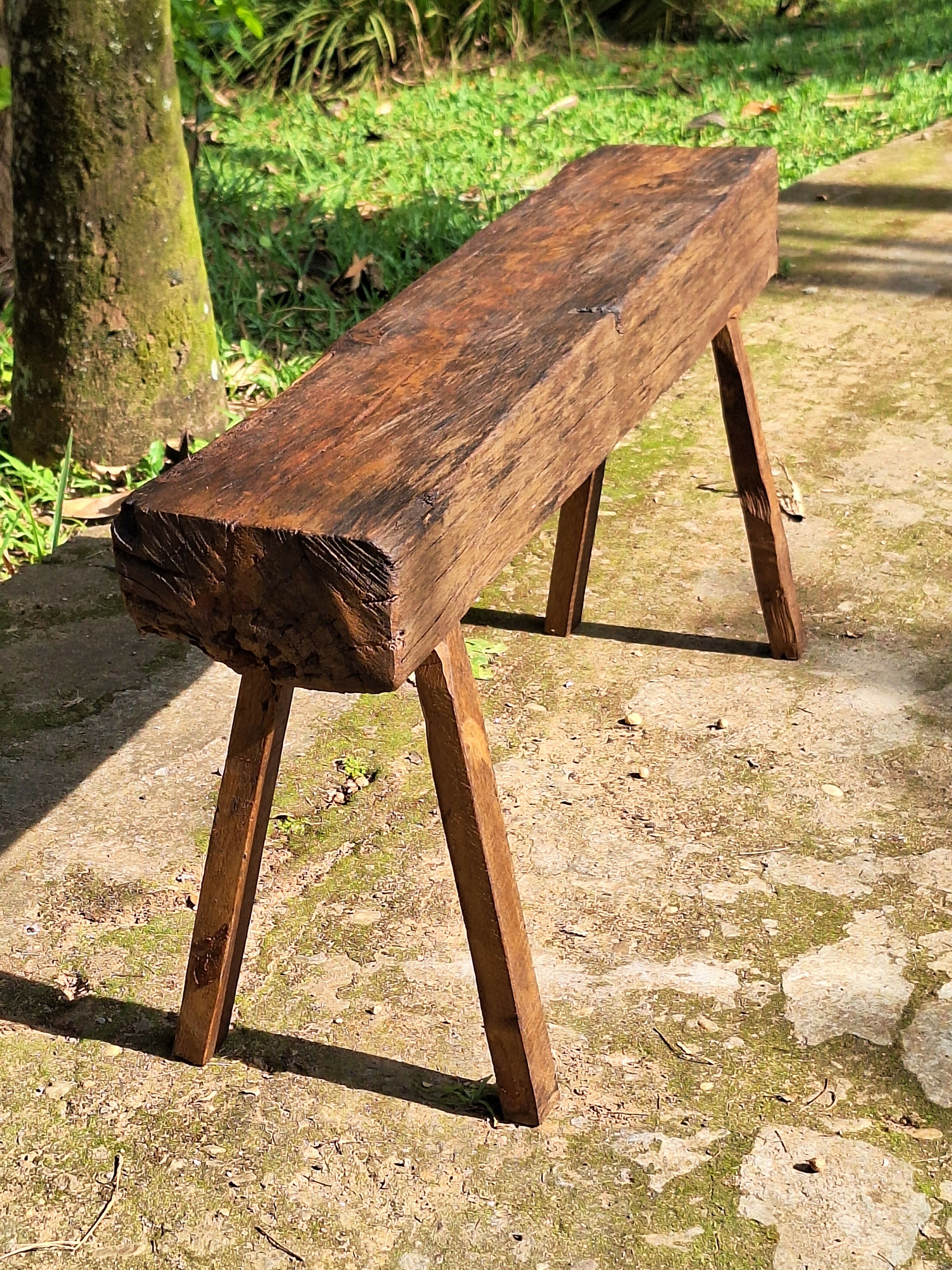 Banco de Dormente Rústico Madeira Maciça Garimpo Mineiro