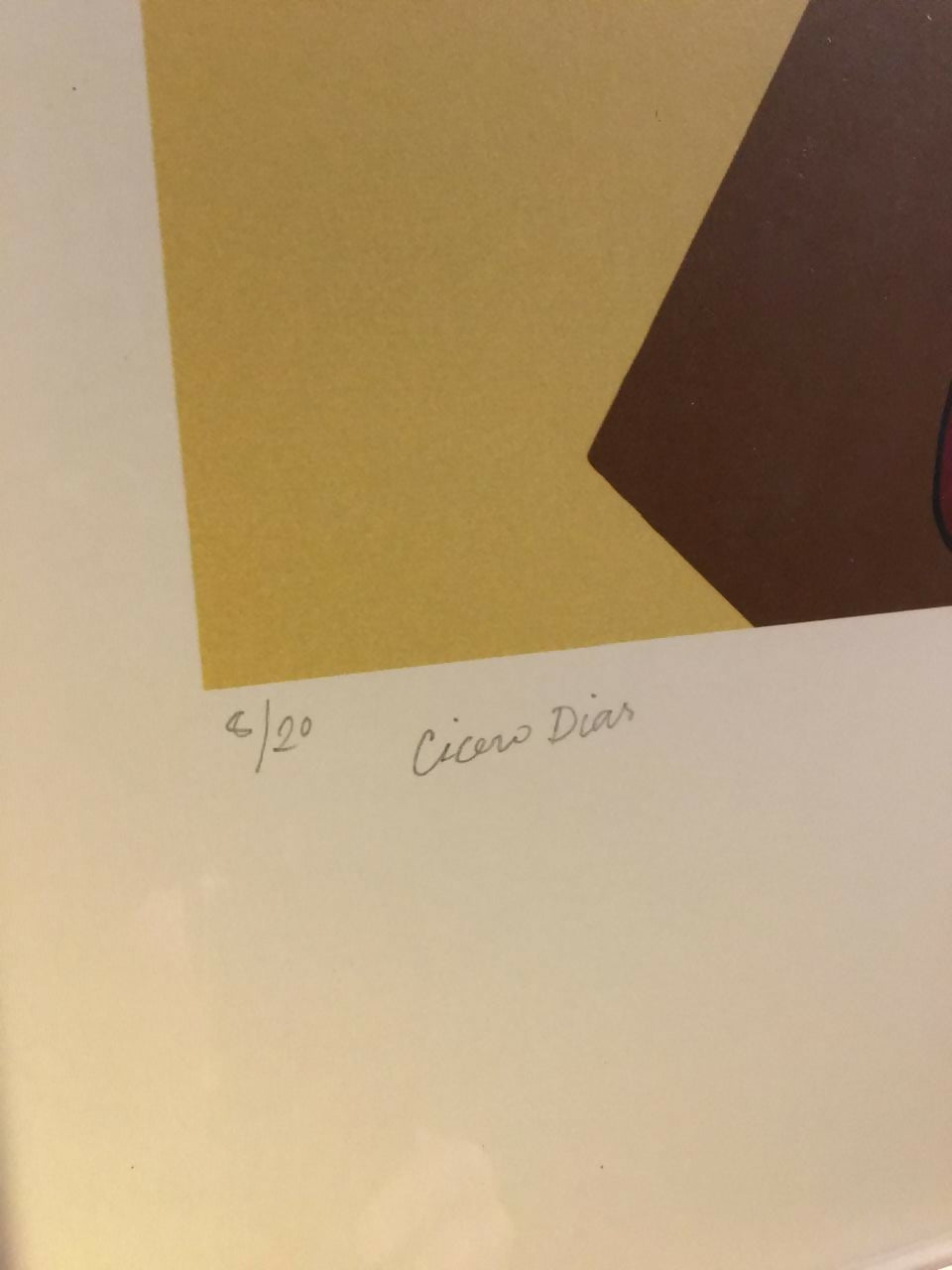 Quadro serigrafia de Cicero Dias Homem com Guarda Chuvas e Espelho. Assinada. 8-20