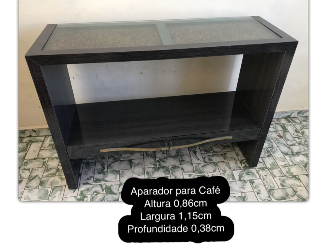 Aparador preto de Madeira com Vidro