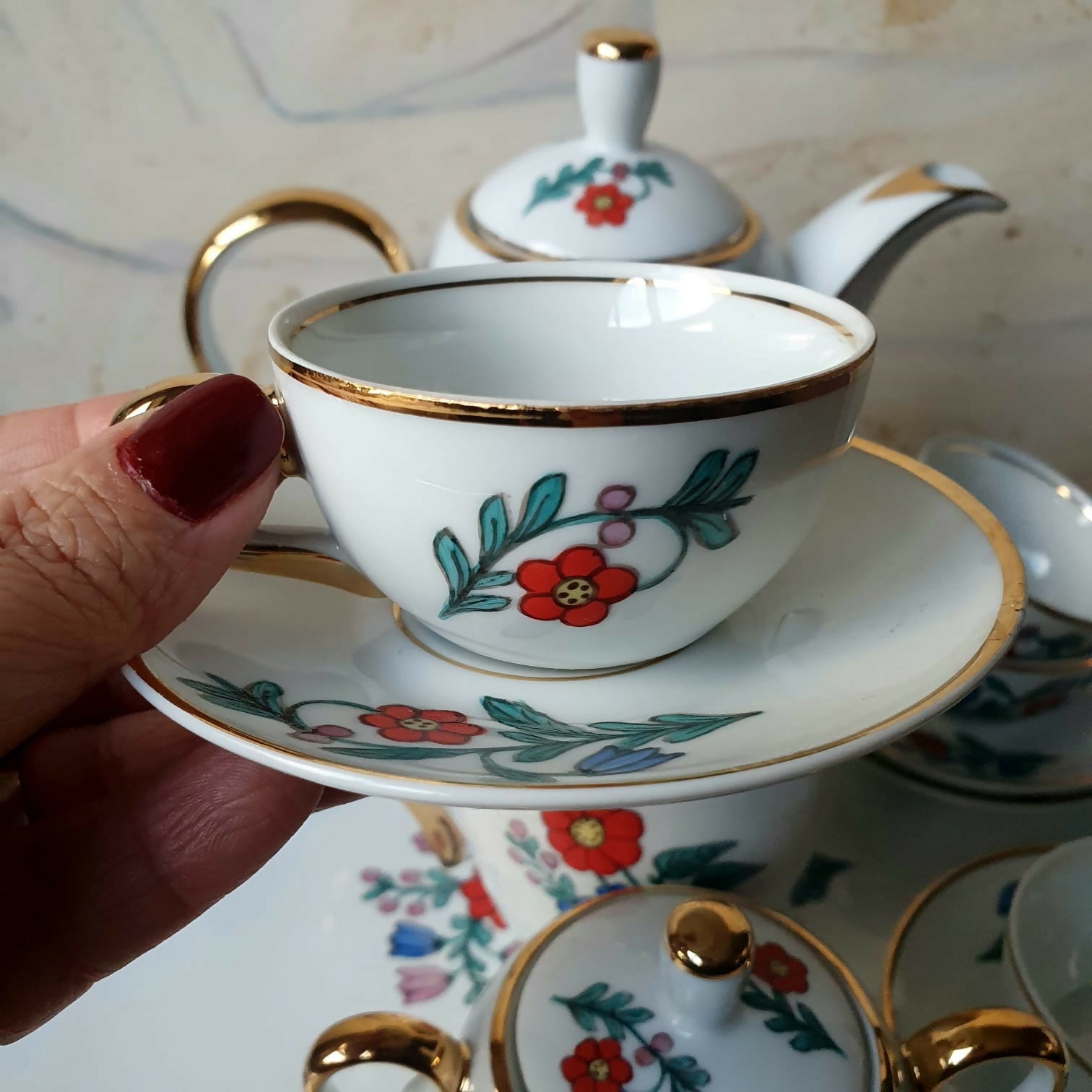 Conjunto de café completo em porcelana vintage Blumenau