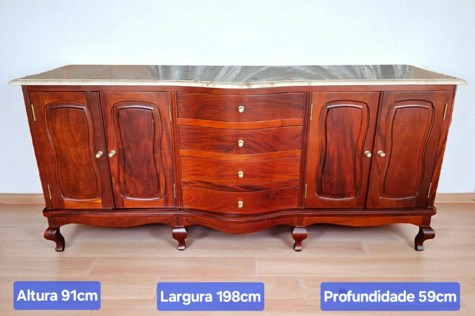Sala de Jantar Clássica Luis XV (mesa + cadeiras + buffet)