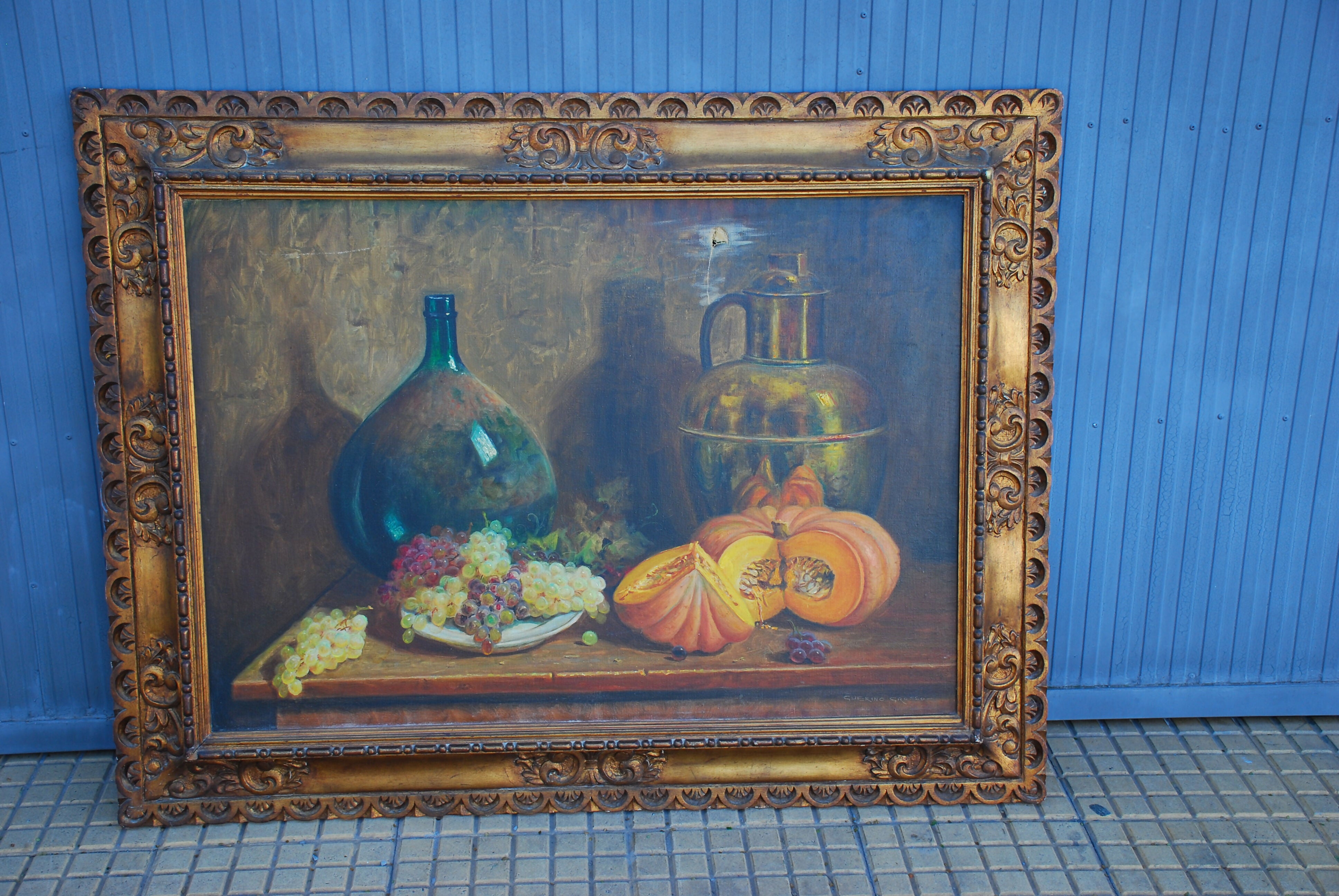 Quadro Natureza Morta anos 70 pra restauro 1,25 x 1,00 - Guerino Grosso