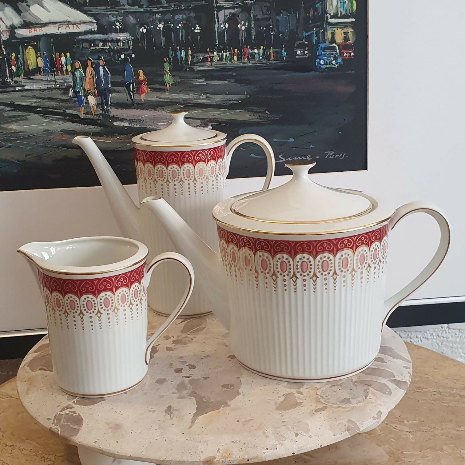 Conjunto para café e chá em porcelana argentina Verbano, 29 peças. Primeiríssima qualidade, impecável!