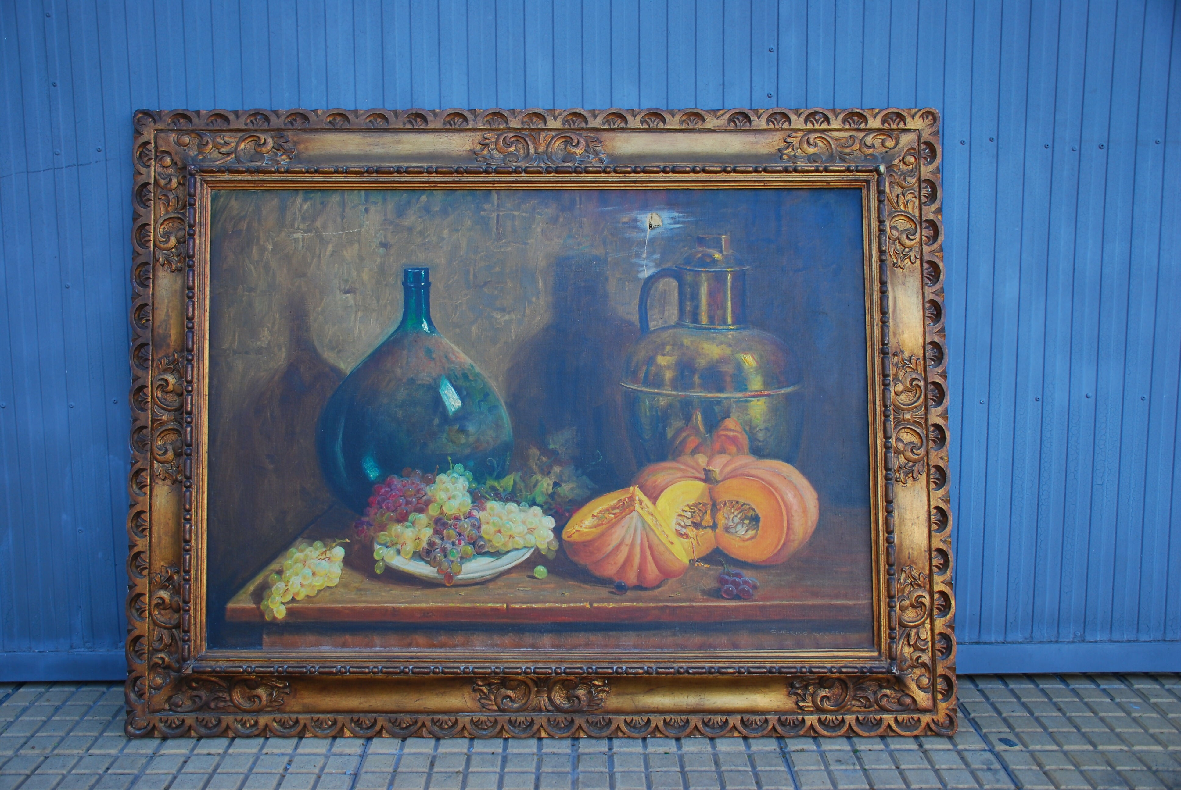 Quadro Natureza Morta anos 70 pra restauro 1,25 x 1,00 - Guerino Grosso