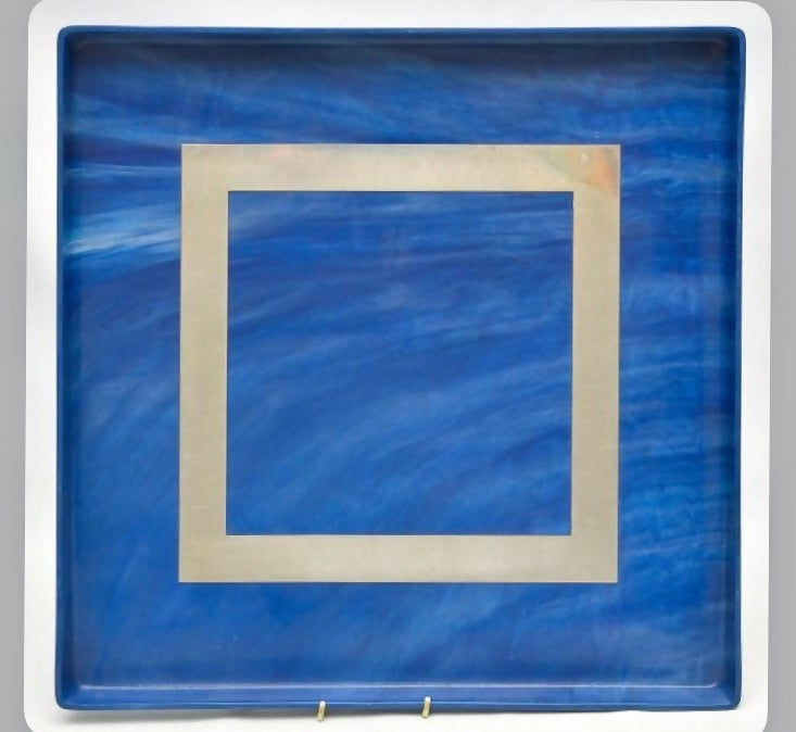 Grande Bandeja Quadrada anos 70 em acrílico azul
