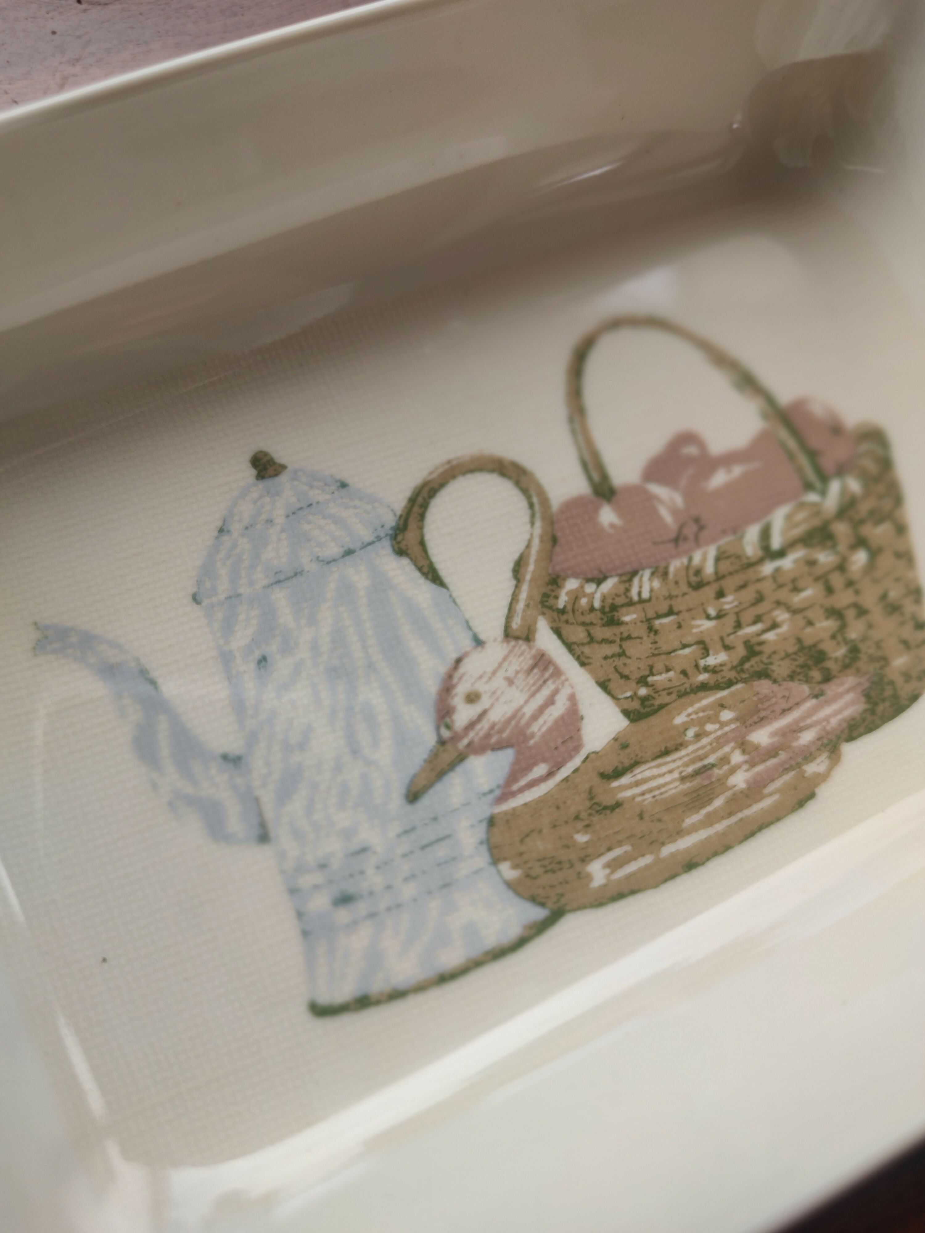 Raro Trio de pratinhos retangulares Goyana estampados