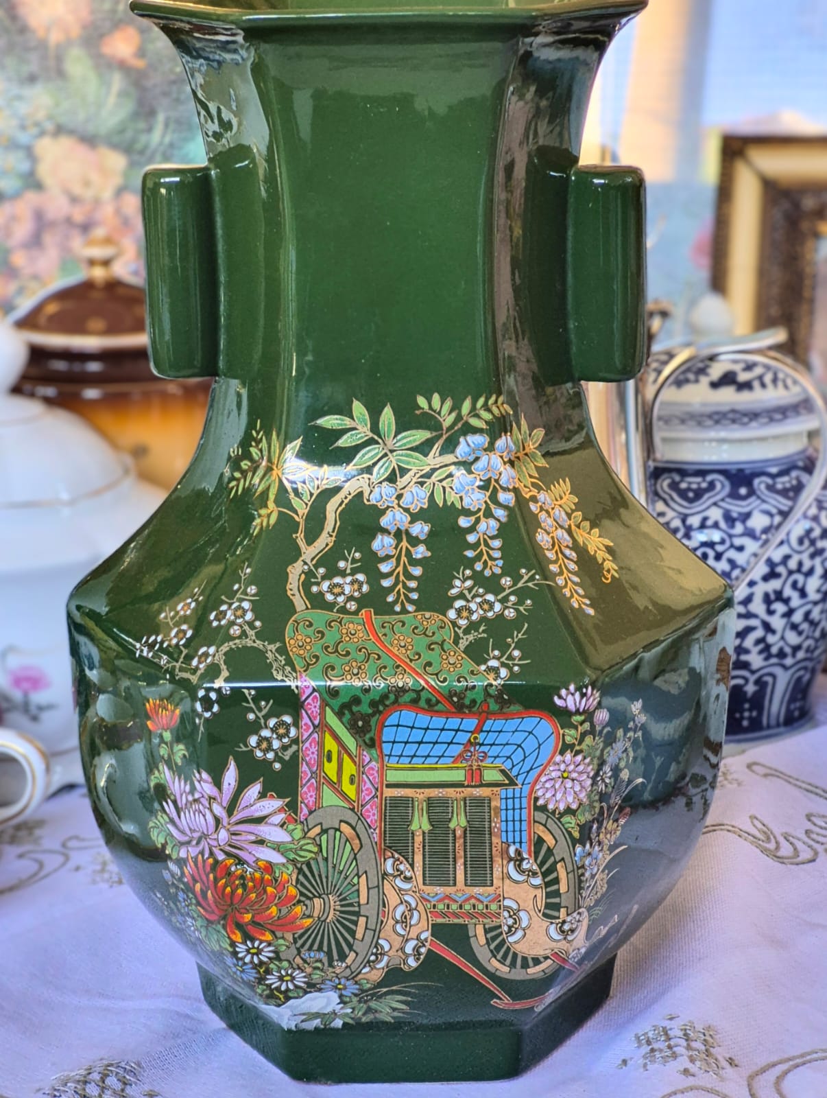 Vaso verde em cerâmica vintage Lee&