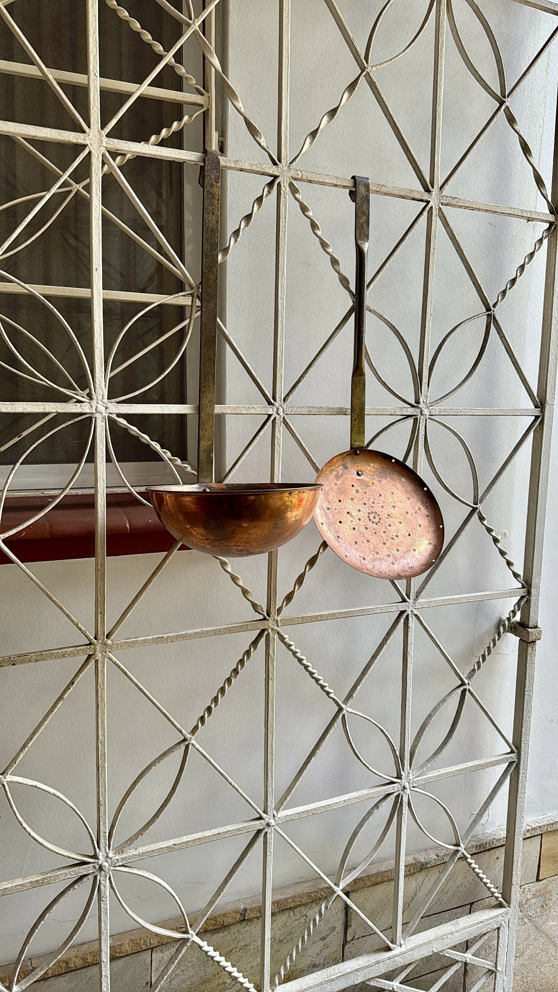 Antigo e grande Conjunto em Cobre - Concha e Escumadeira