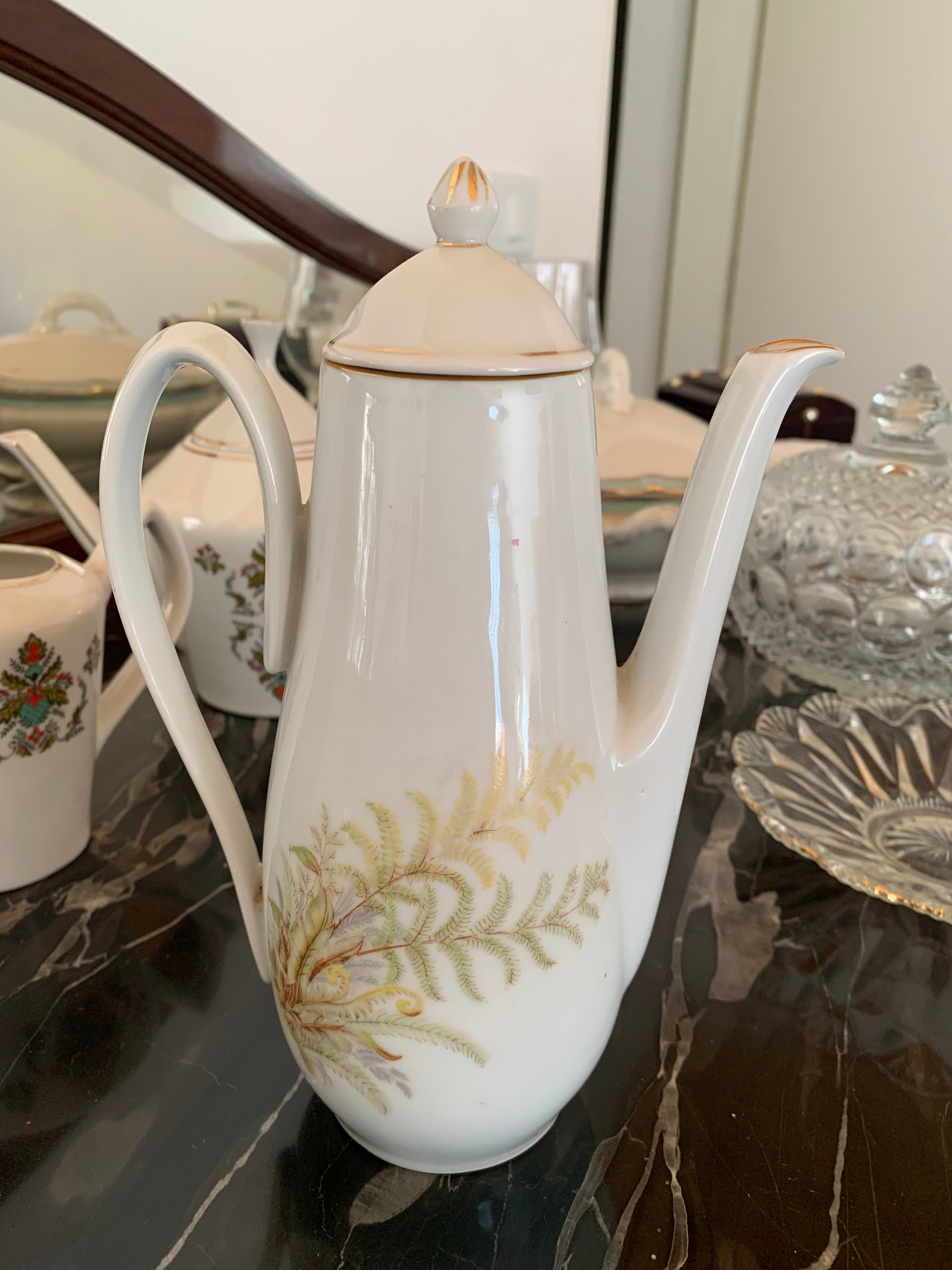 Lindo e raro conjunto porcelana Real com samambaias