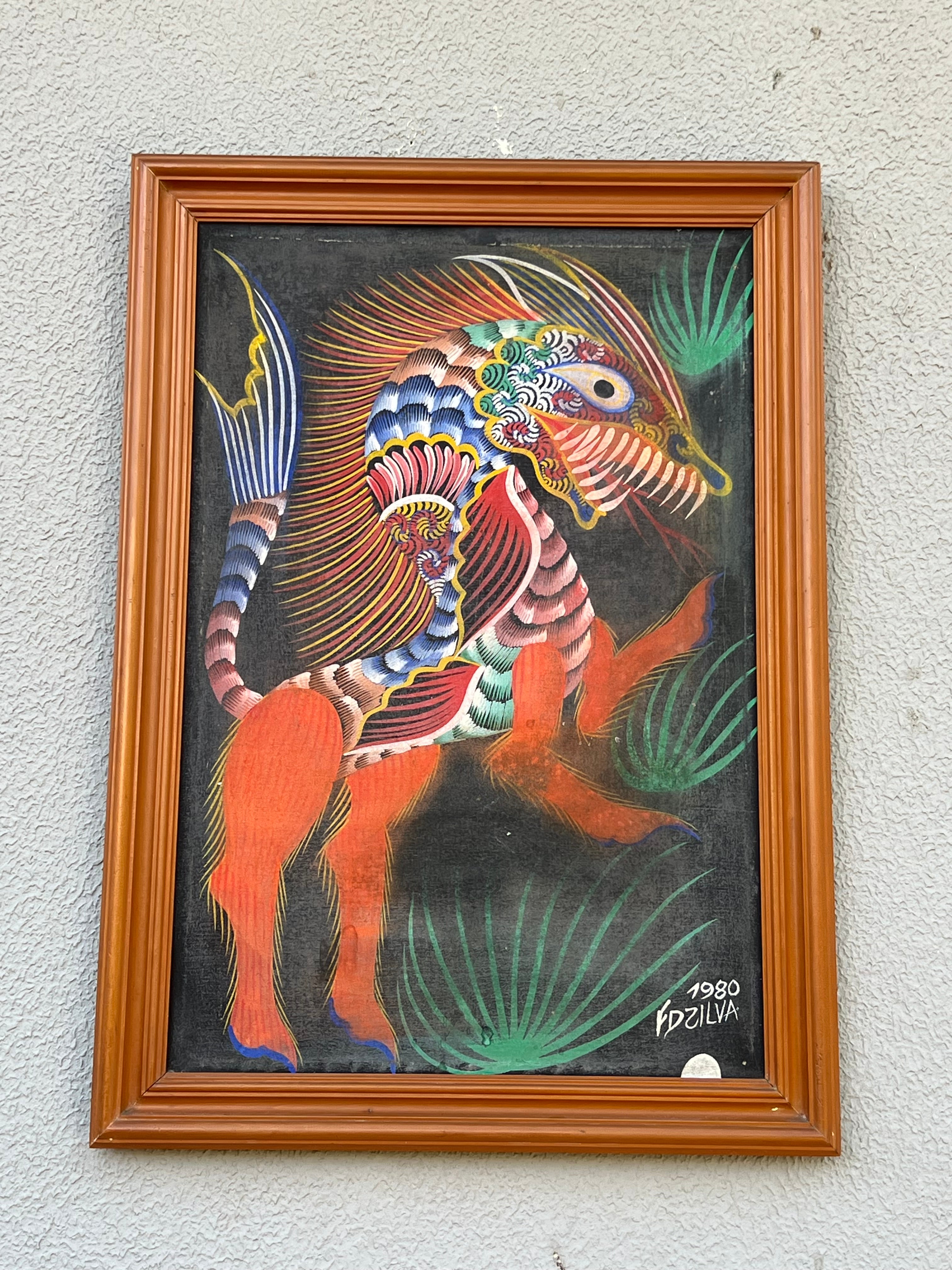Maravilhoso quadro do Chico da Silva 0.64 x 0.44
