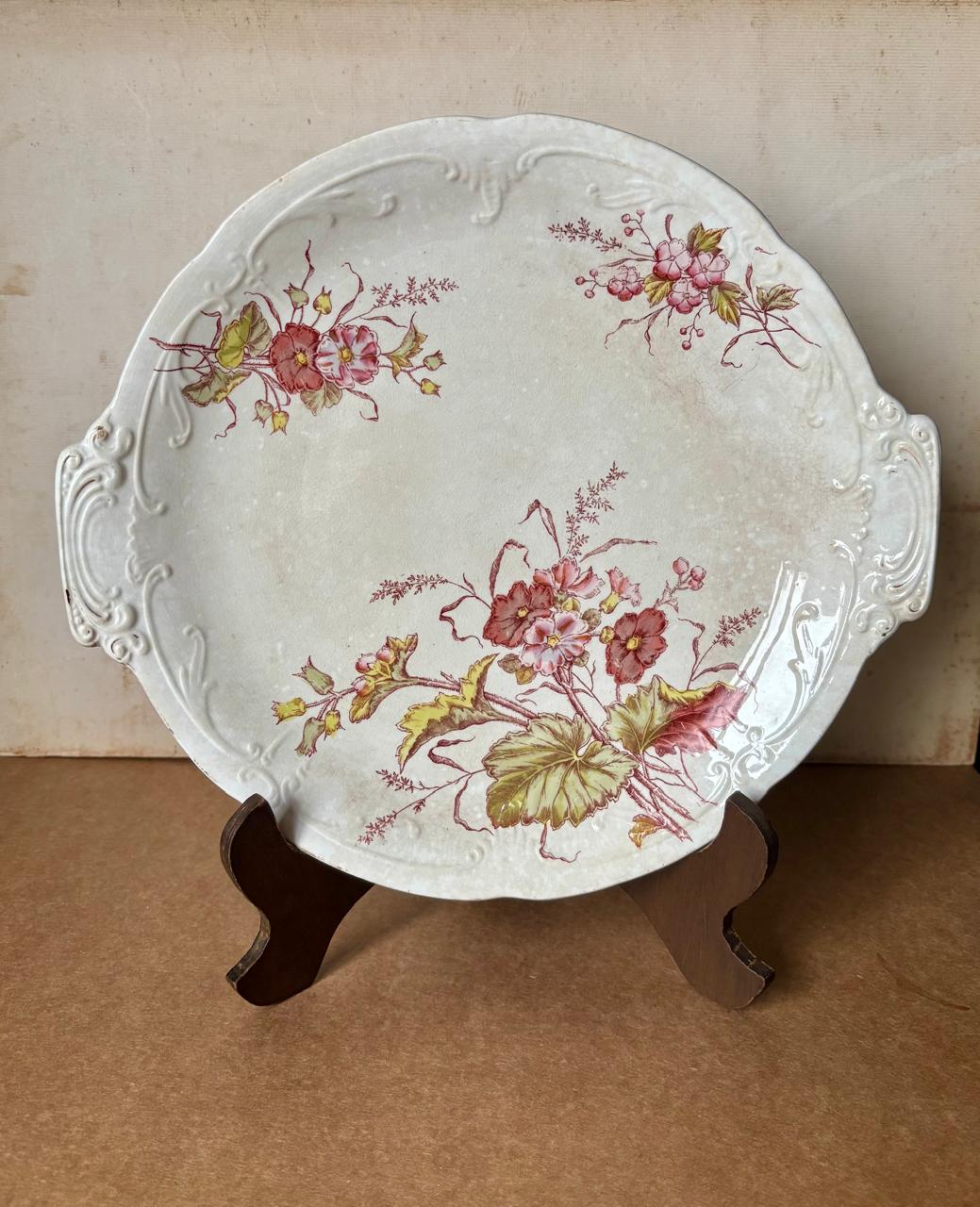 Prato de servir Société Céramique Maastricht com decoração floral rosa (DMCPS_281)