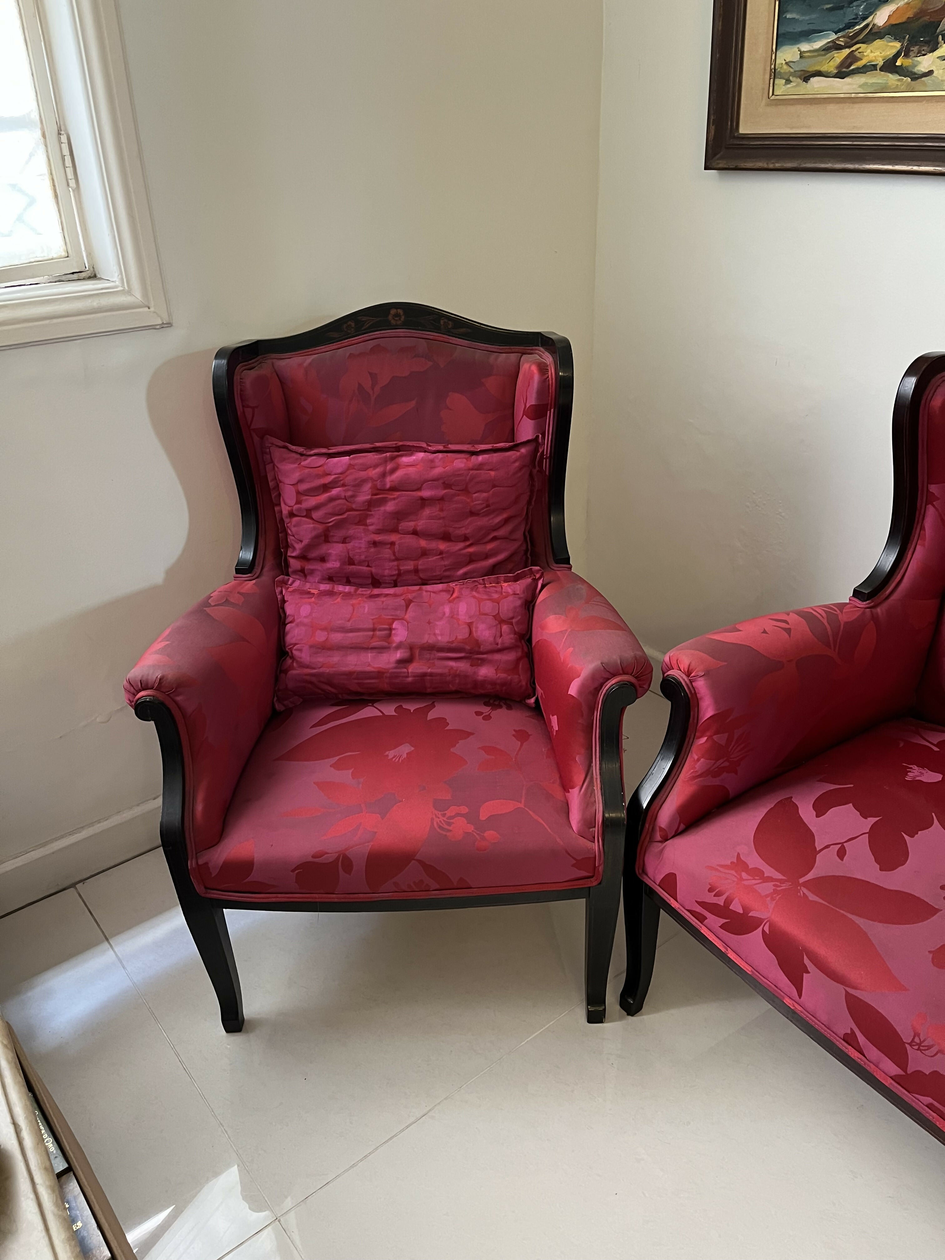 Conjunto Sala Vermelho / Cereja - sofá com 2 poltronas