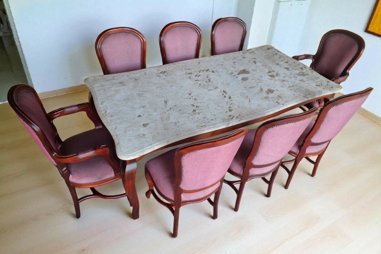 Mesa de Jantar 8 Cadeiras Clássica Luis XV