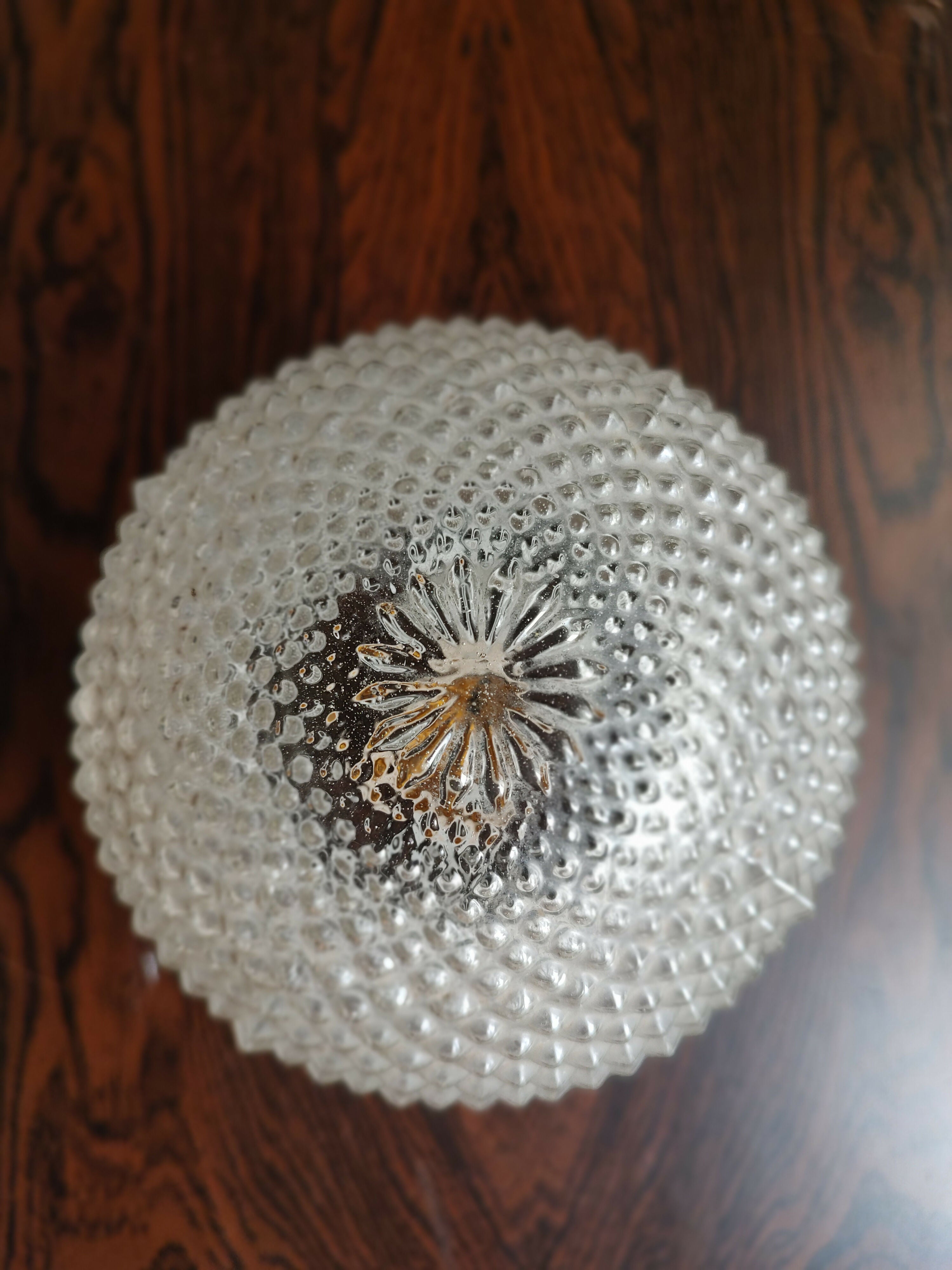 Antiga Cúpula / Lustre / Luminária Globo em vidro texturizado com bocal e plafon novos (modelos diversos)